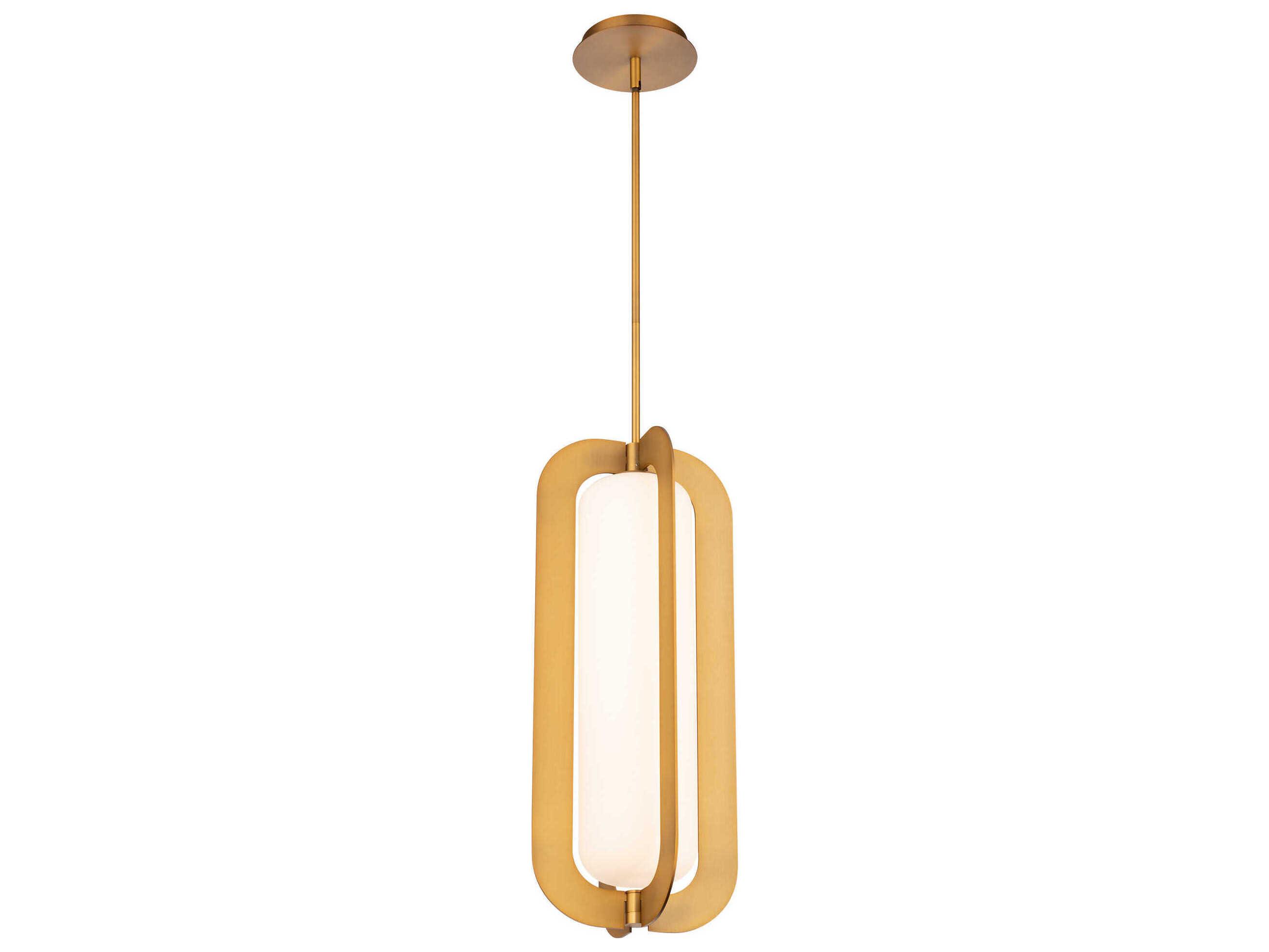 Modern Forms Echelon 1-Light Aged Brass Glass LED Cylinder Mini Pendant