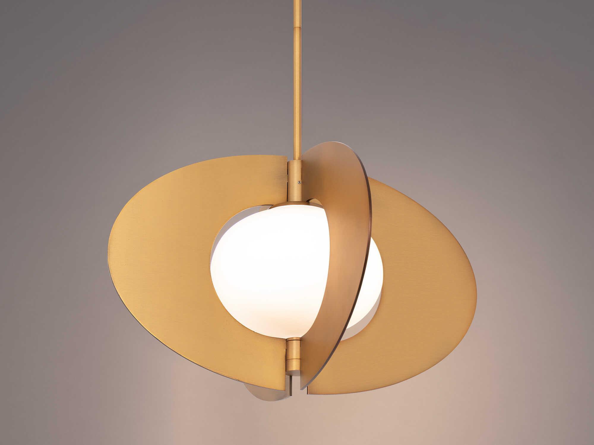 Modern Forms Echelon 1-Light Aged Brass Glass LED Geometric Pendant