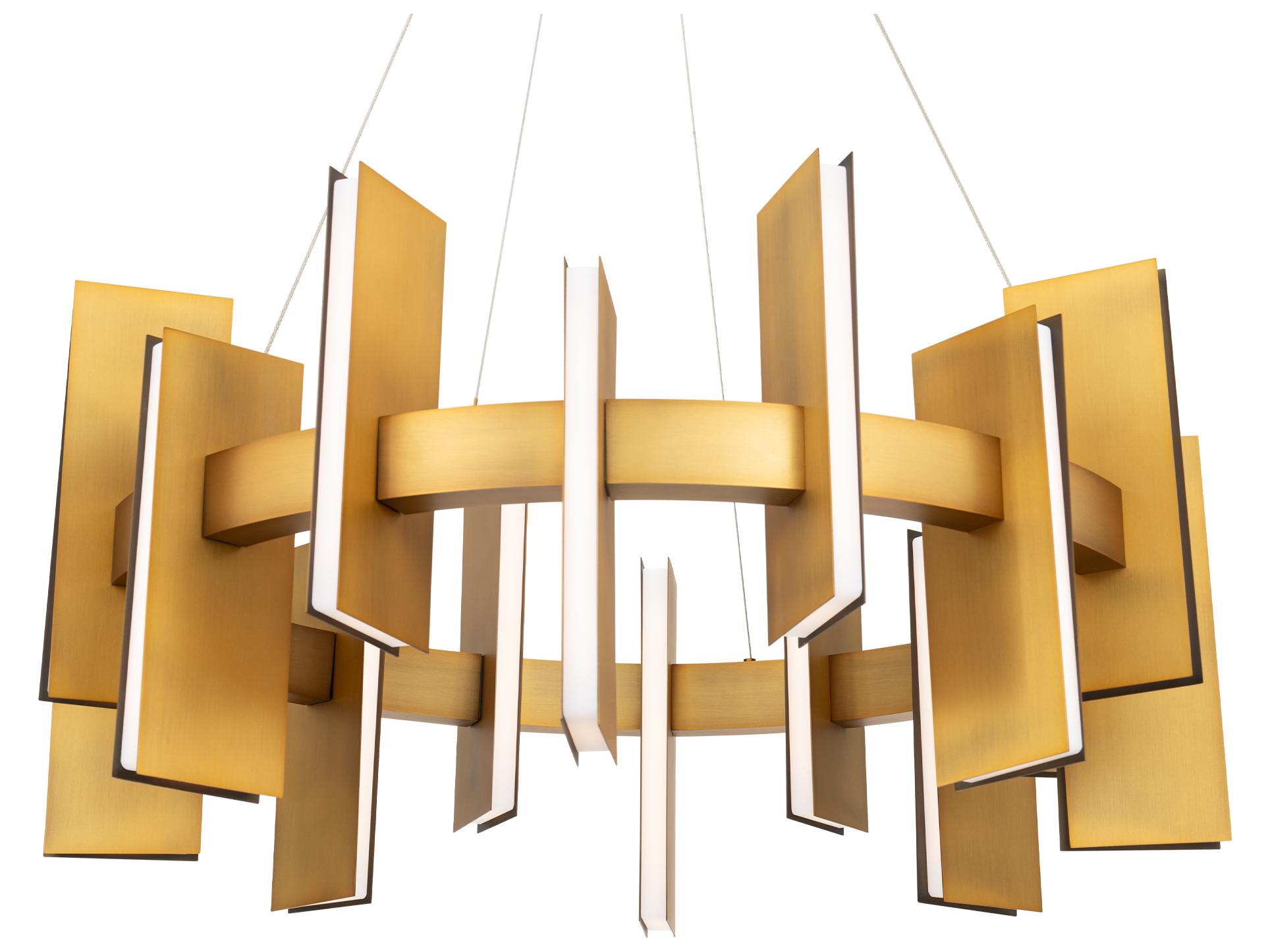 Modern Forms Ronan 1-Light Aged Brass Geometric Round Pendant