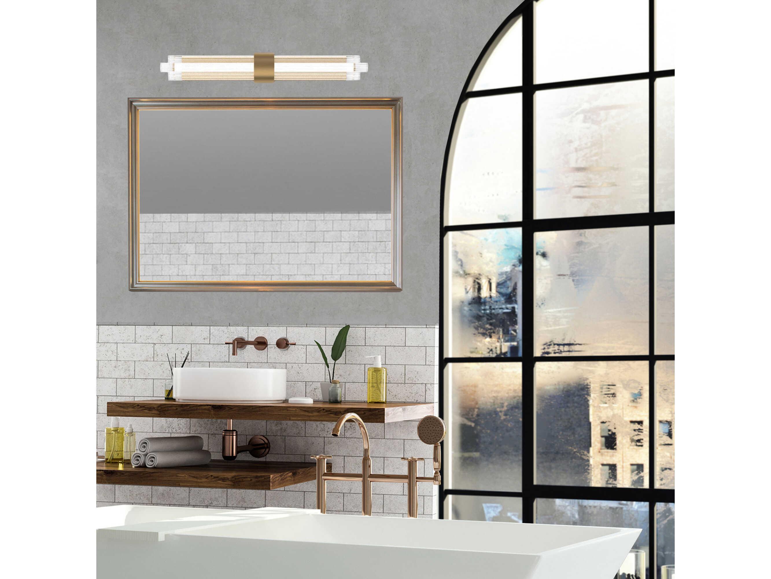 Modern Forms Luzerne 2-Light Aged Brass Glass LED Vanity Light