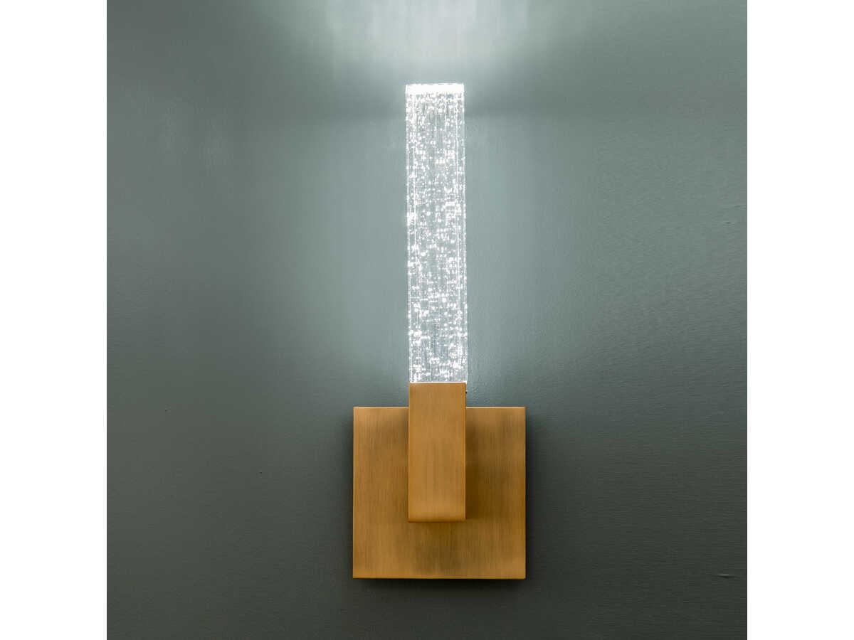 Modern Forms Cinema 1-Light Aged Brass Crystal LED Wall Sconce