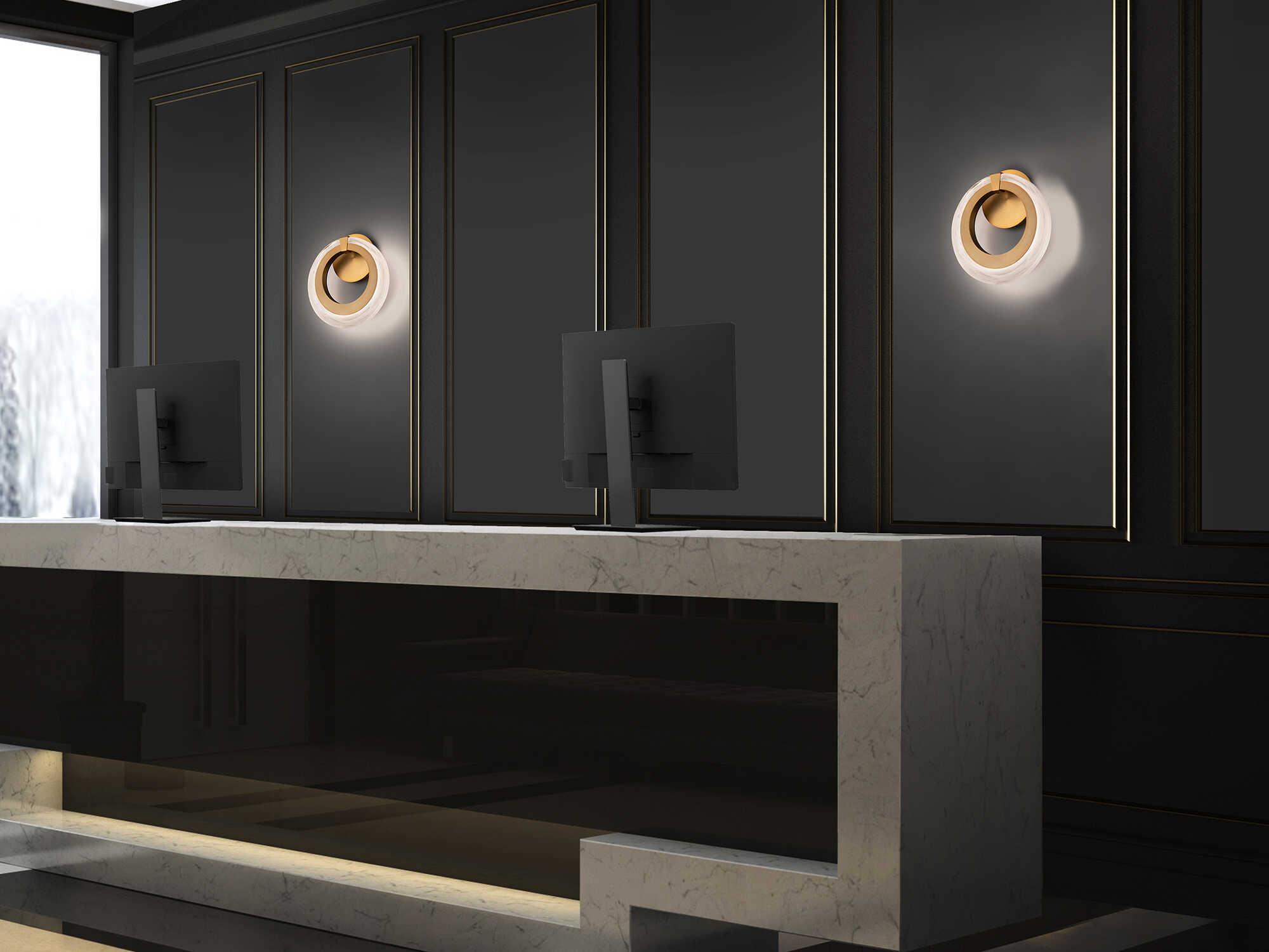 Modern Forms Serenity 1-Light Aged Brass Glass LED Wall Sconce