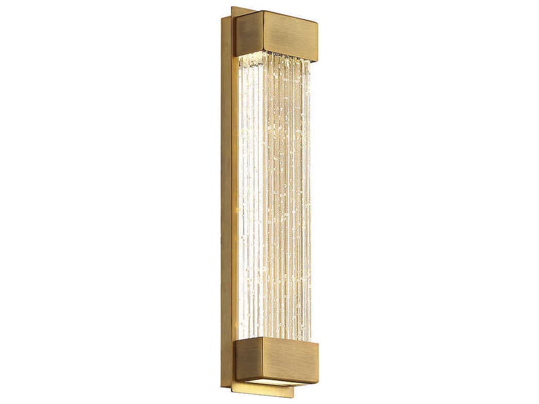 Modern Forms Tower 1-Light Aged Brass Crystal LED Wall Sconce
