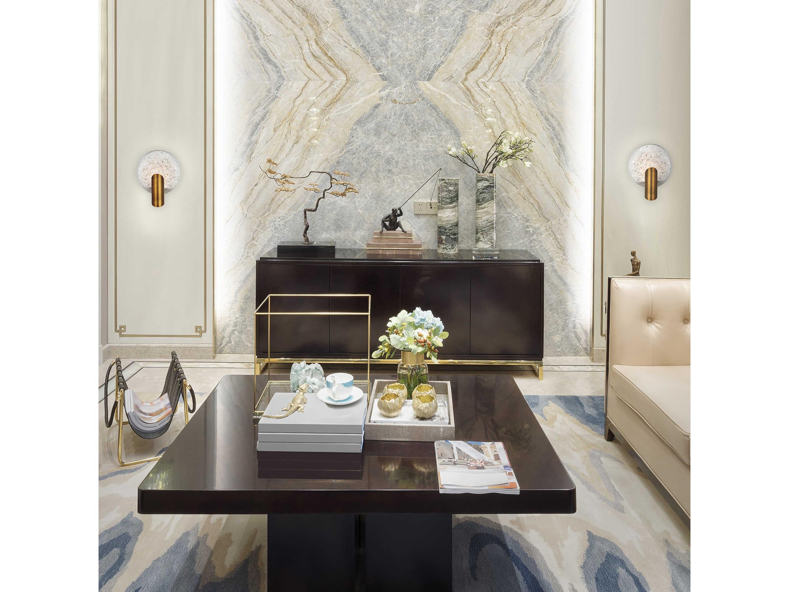 Modern Forms Oracle 1-Light Aged Brass Crystal LED Wall Sconce