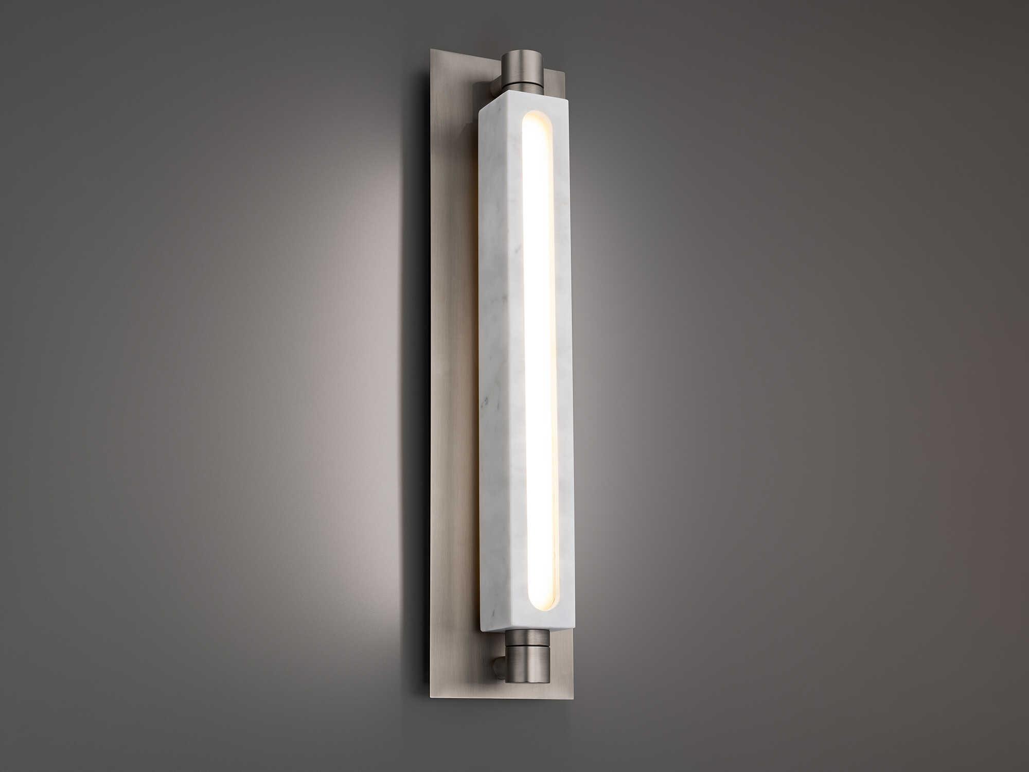 Modern Forms Stanchion 1-Light White Marble Brushed Nickel Wall Sconce