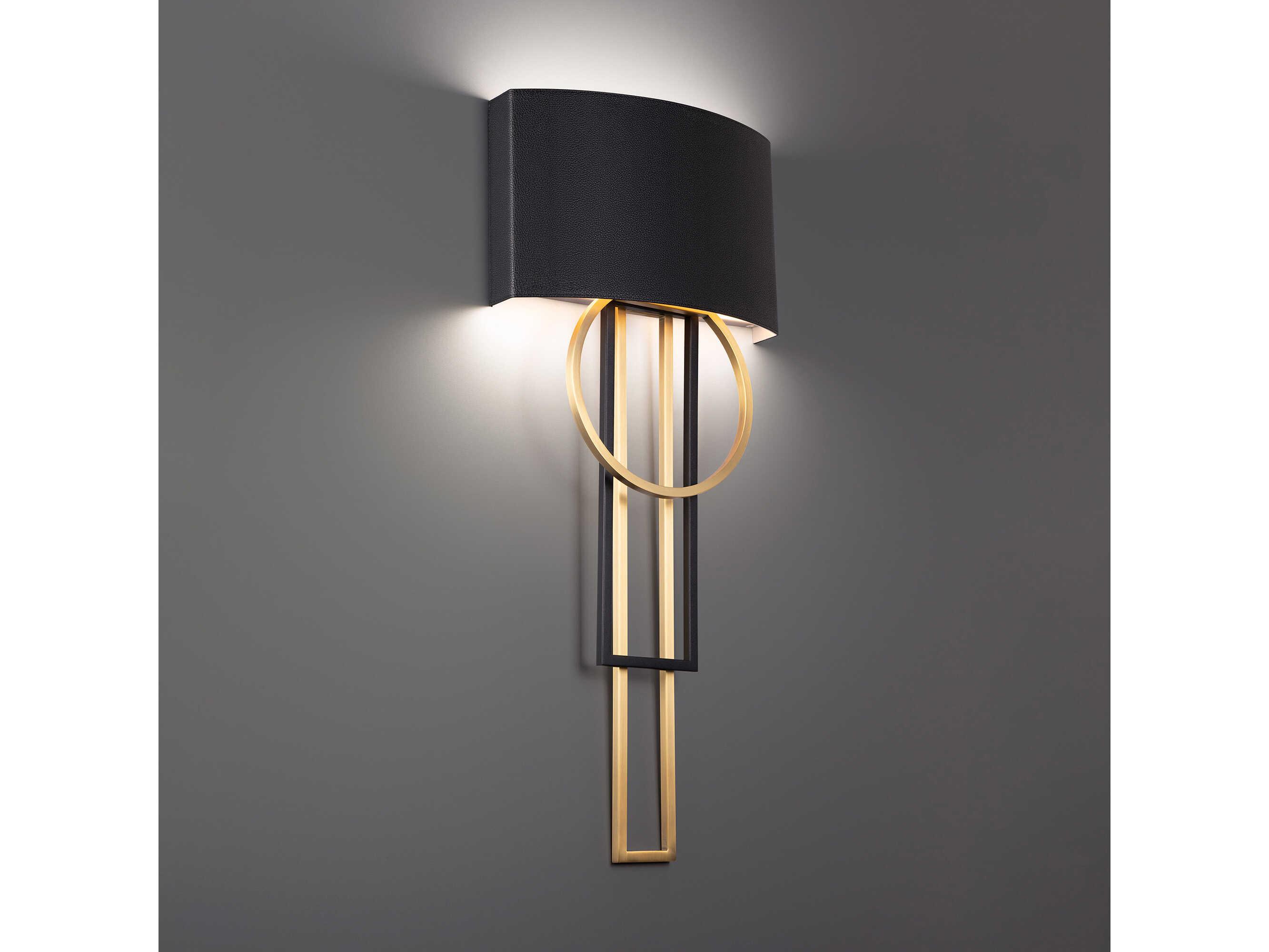 Modern Forms Sartre 1-Light Black Aged Brass Glass Wall Sconce