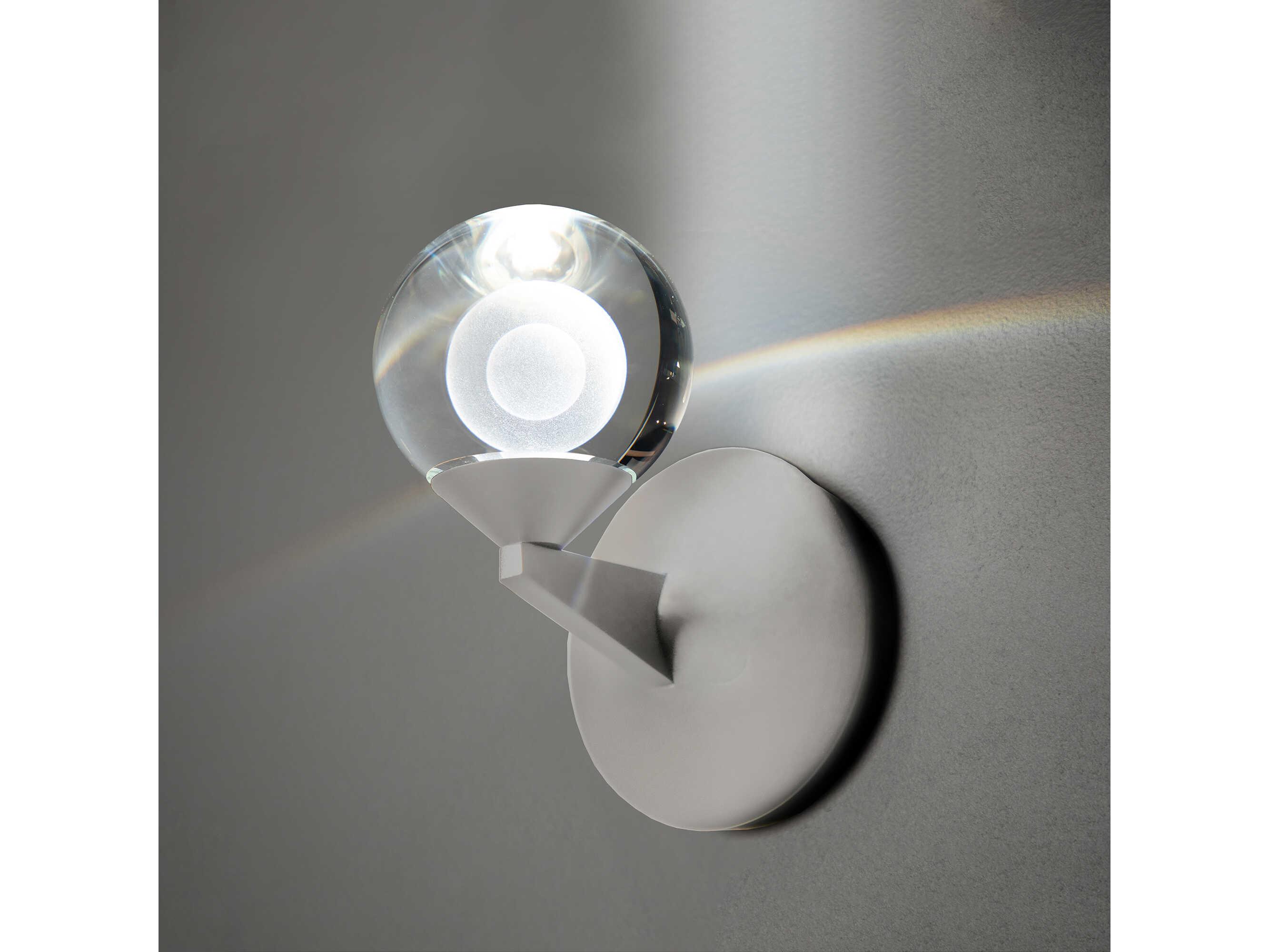 Modern Forms Double Bubble 1-Light Satin Nickel Crystal LED Wall Sconce