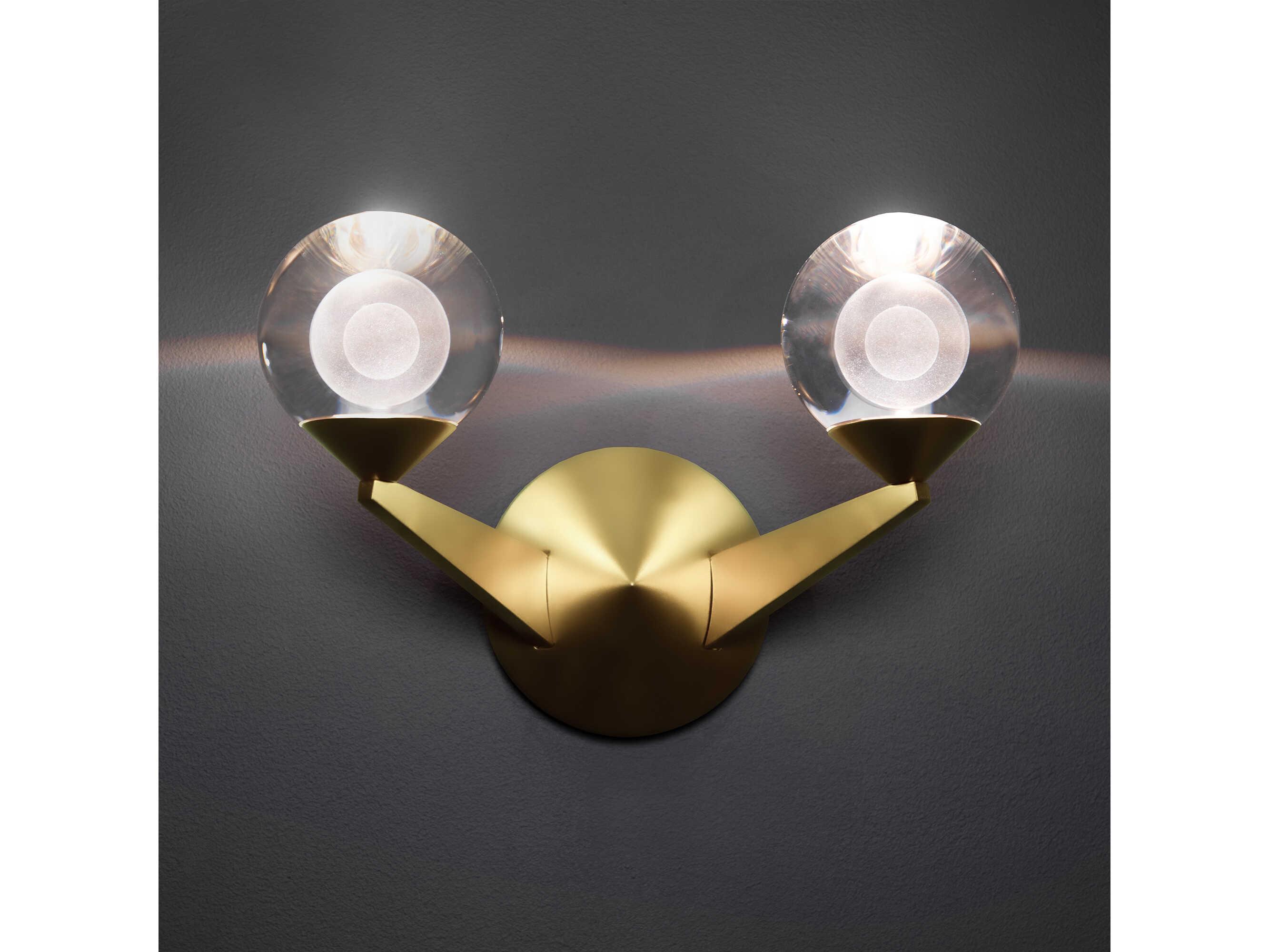 Modern Forms Double Bubble 2-Light Aged Brass Crystal LED Wall Sconce