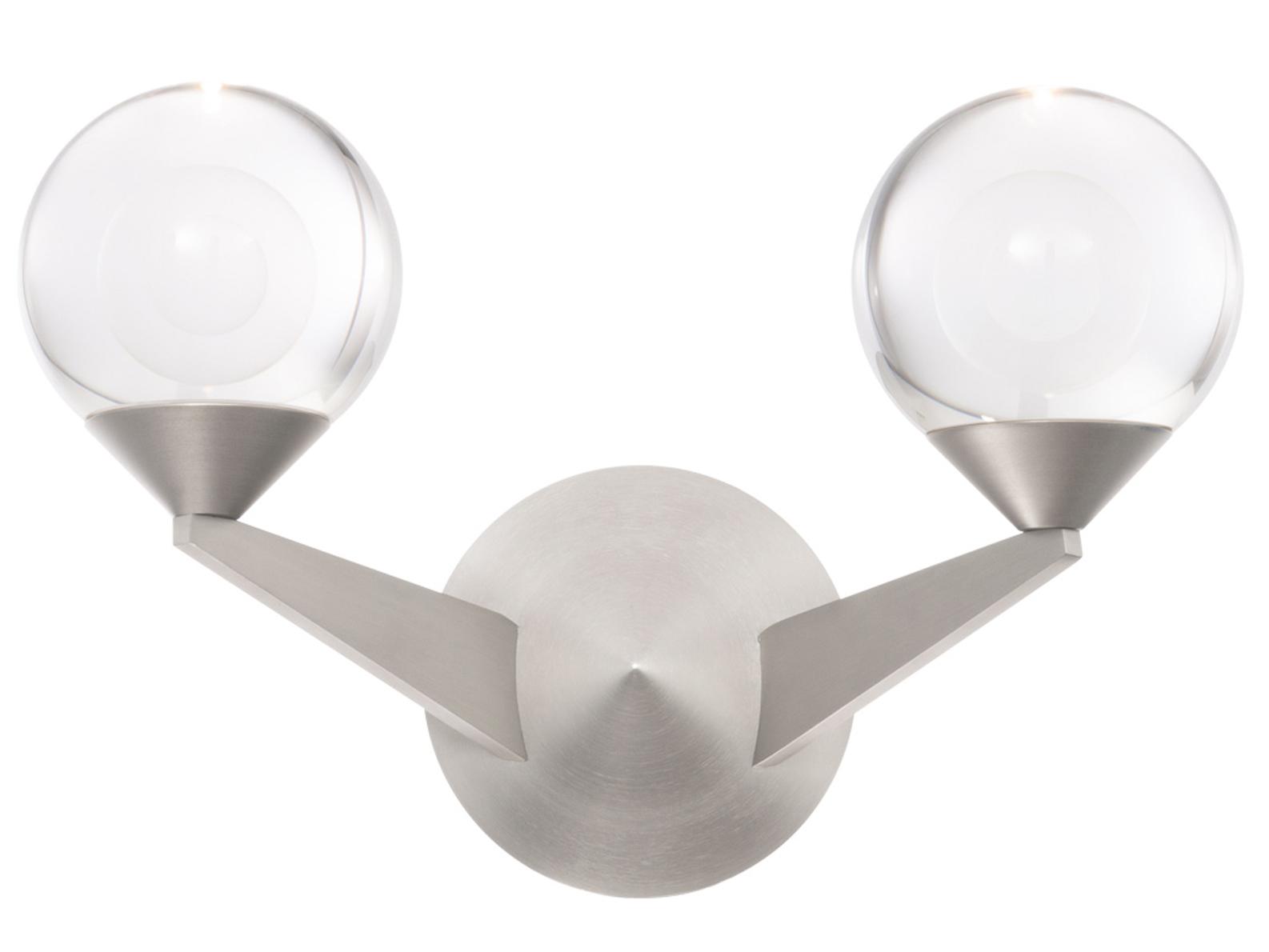 Modern Forms Double Bubble 2-Light Satin Nickel Crystal LED Wall Sconce