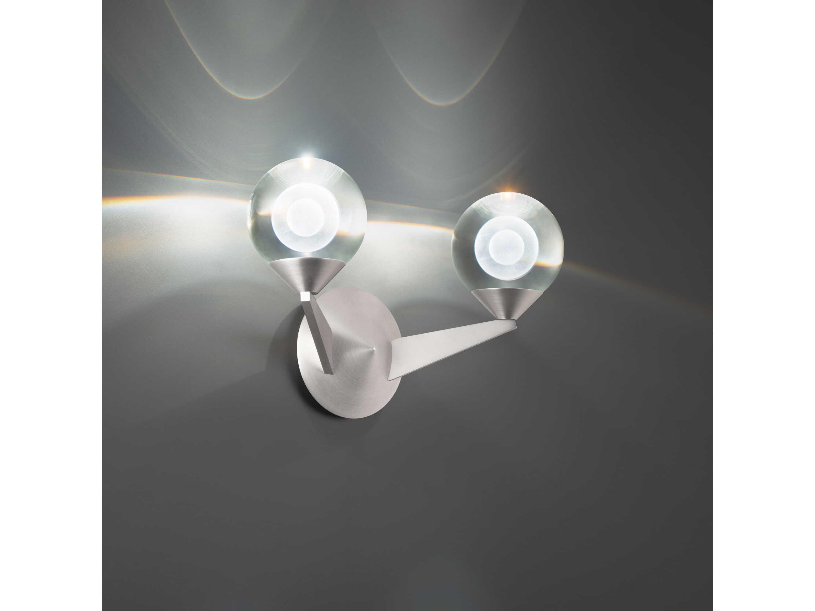 Modern Forms Double Bubble 2-Light Satin Nickel Crystal LED Wall Sconce