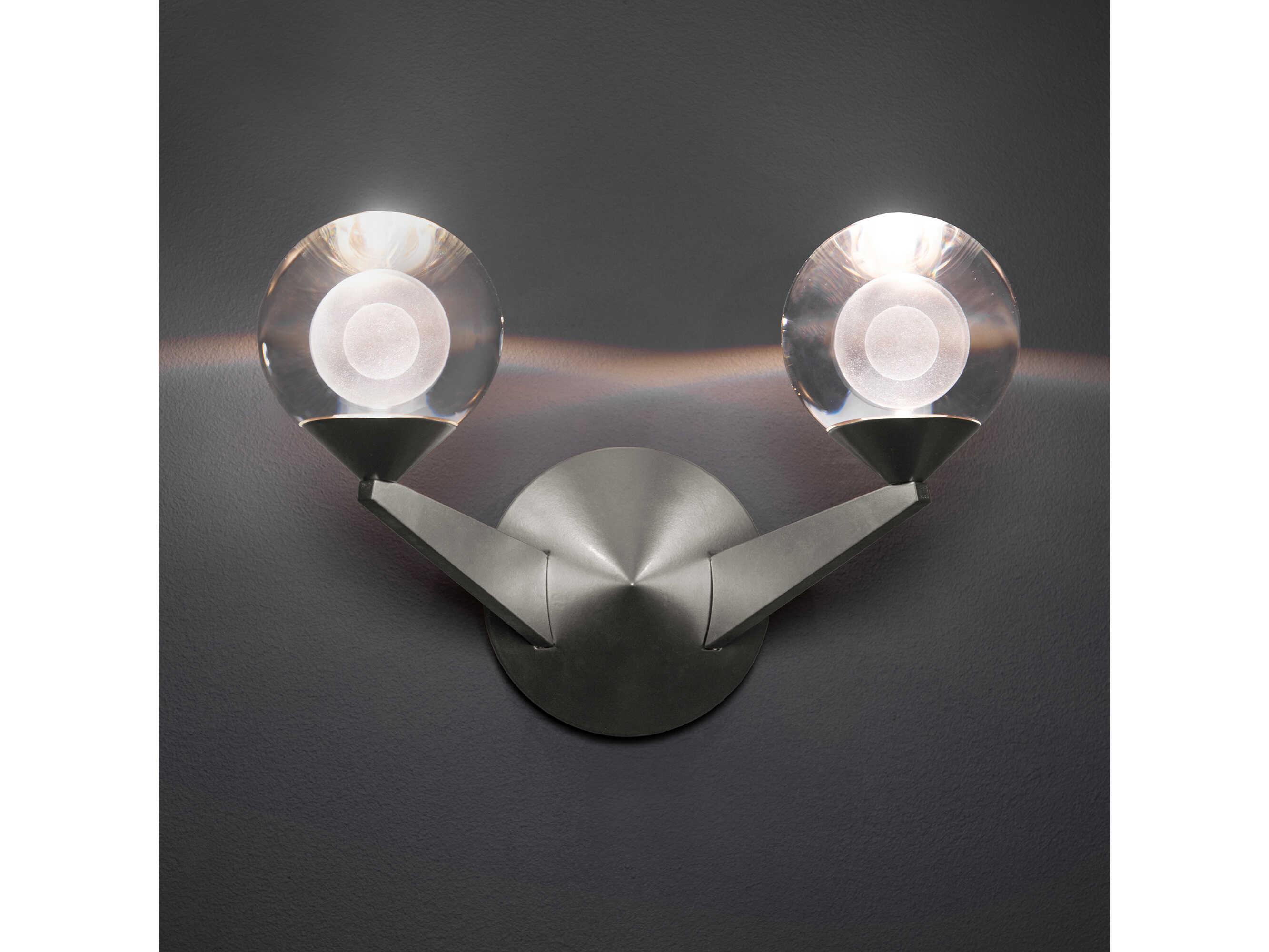 Modern Forms Double Bubble 2-Light Satin Nickel Crystal LED Wall Sconce
