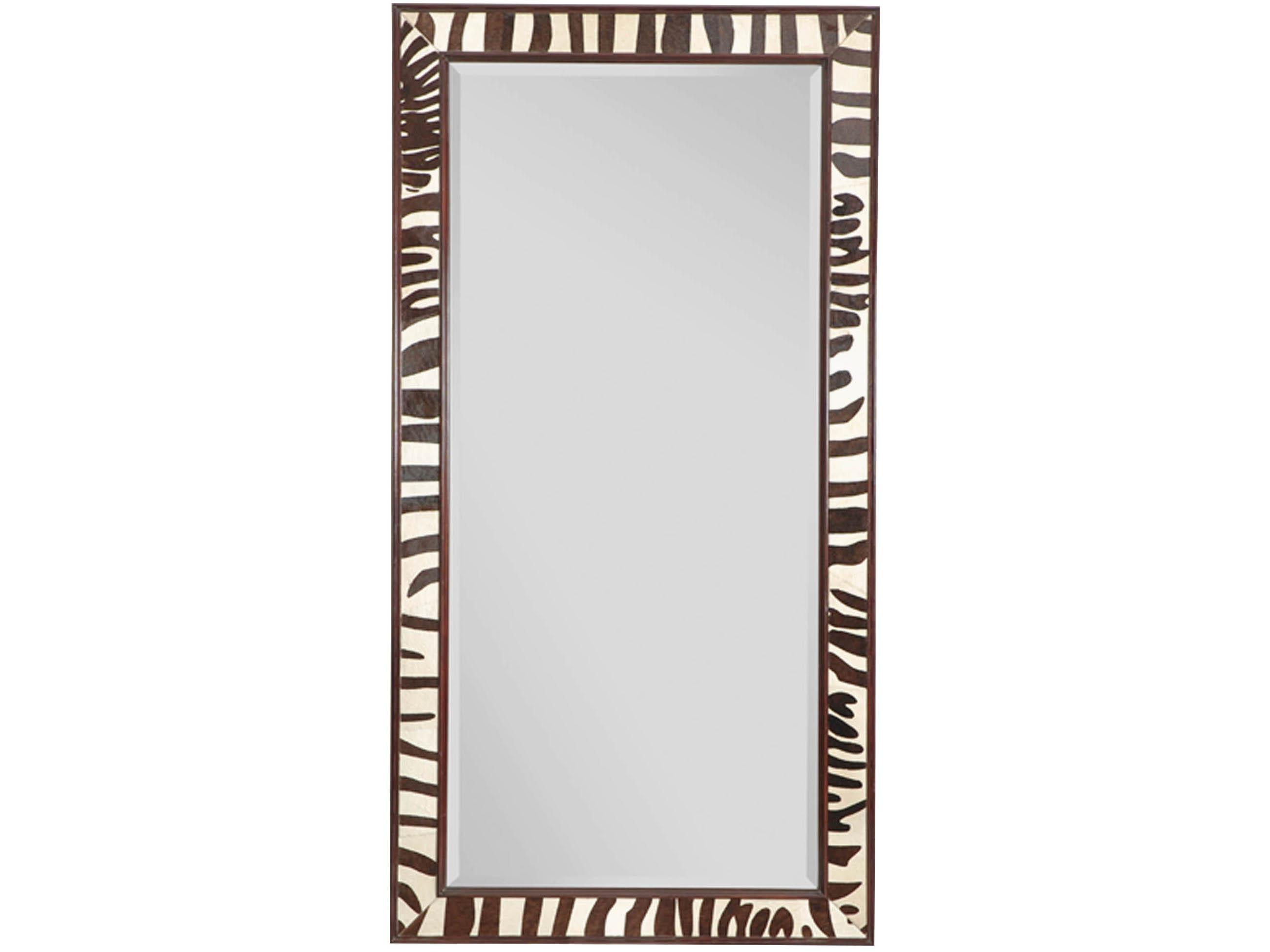 Maitland Smith Ebony with Faux Zebra Hair on Hide Safari Rectangular Floor Mirror