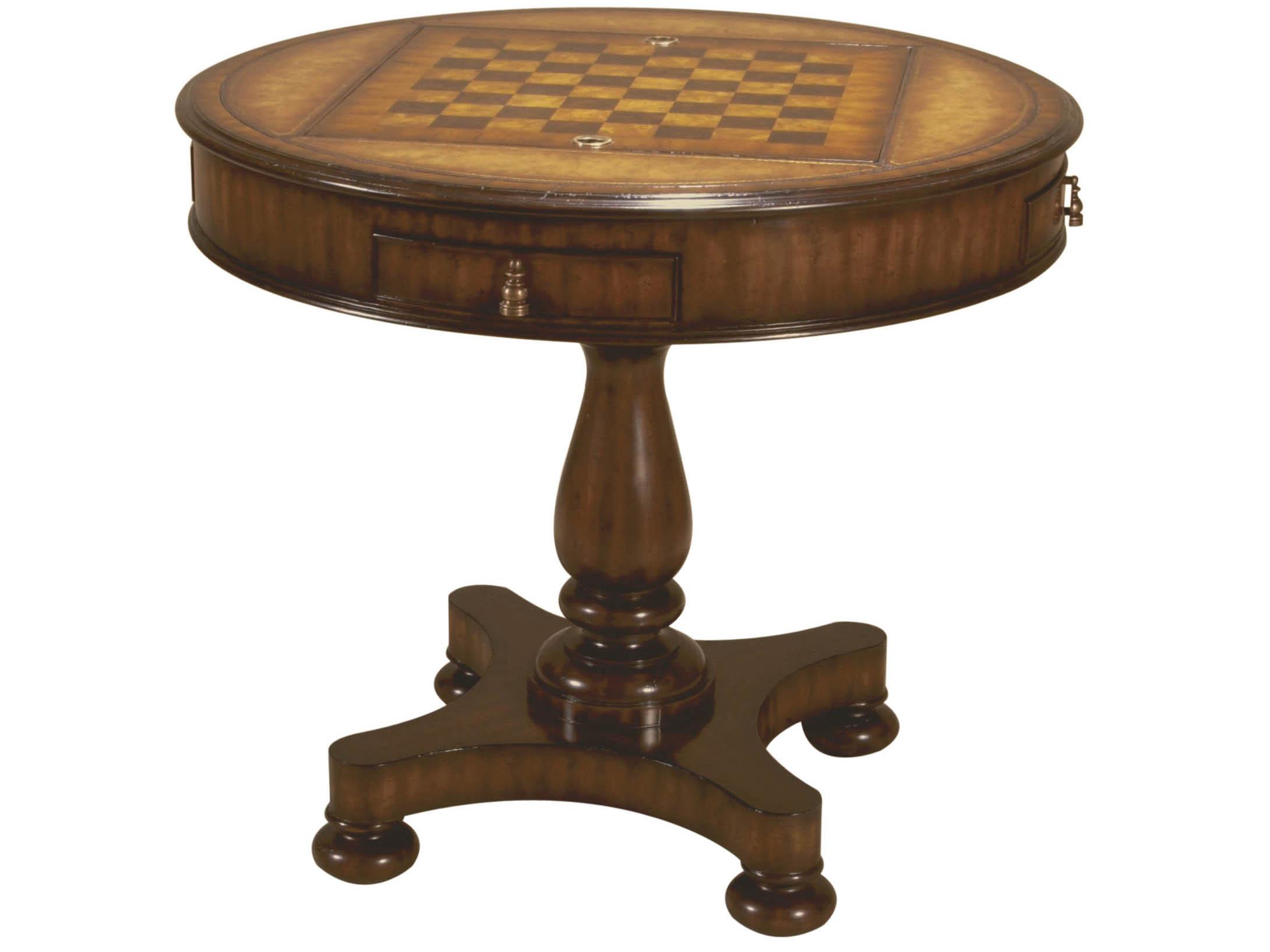 Maitland Smith Brown Mahogany Wood Aged Regency Game Table