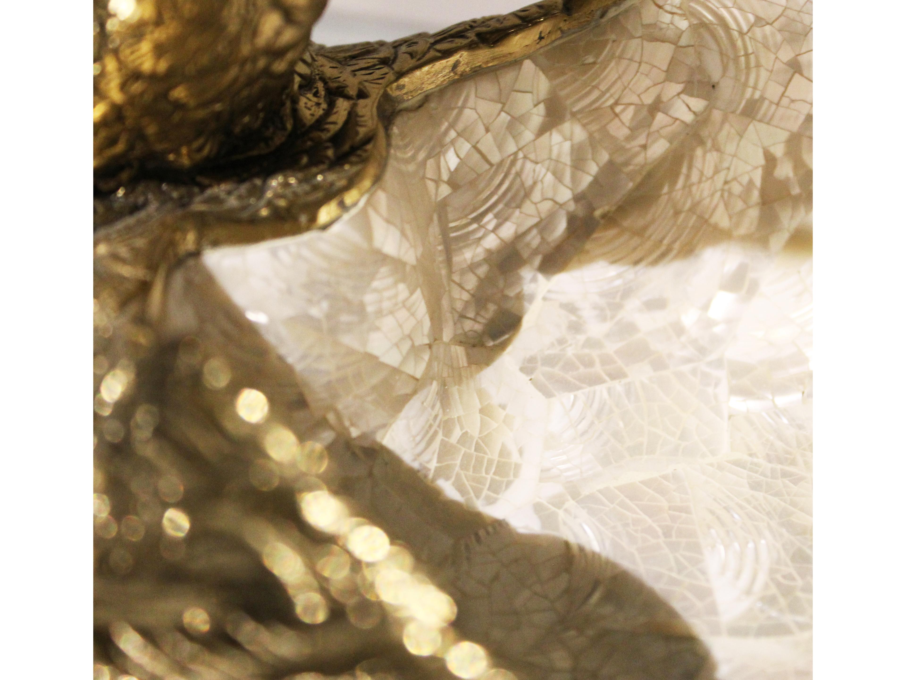 Maitland Smith Polished Cast Brass Swan Decorative Bowl