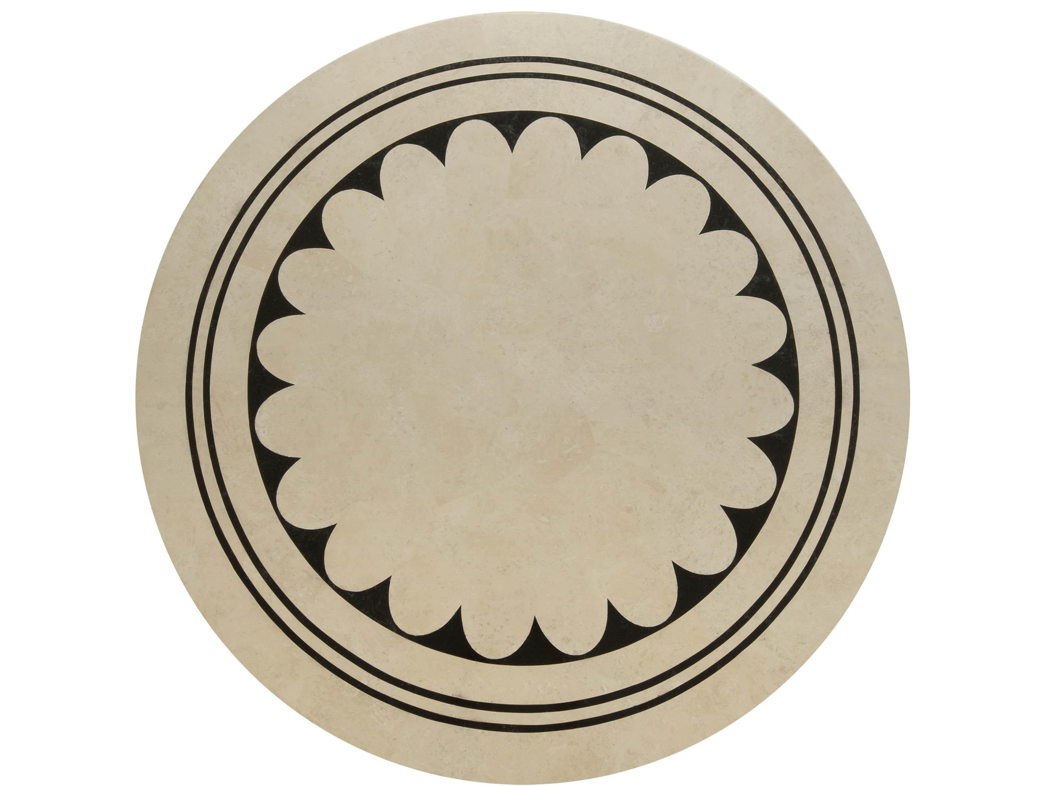 Maitland Smith Stoneham Round Honed White Agate And Black Waxstone Center Table