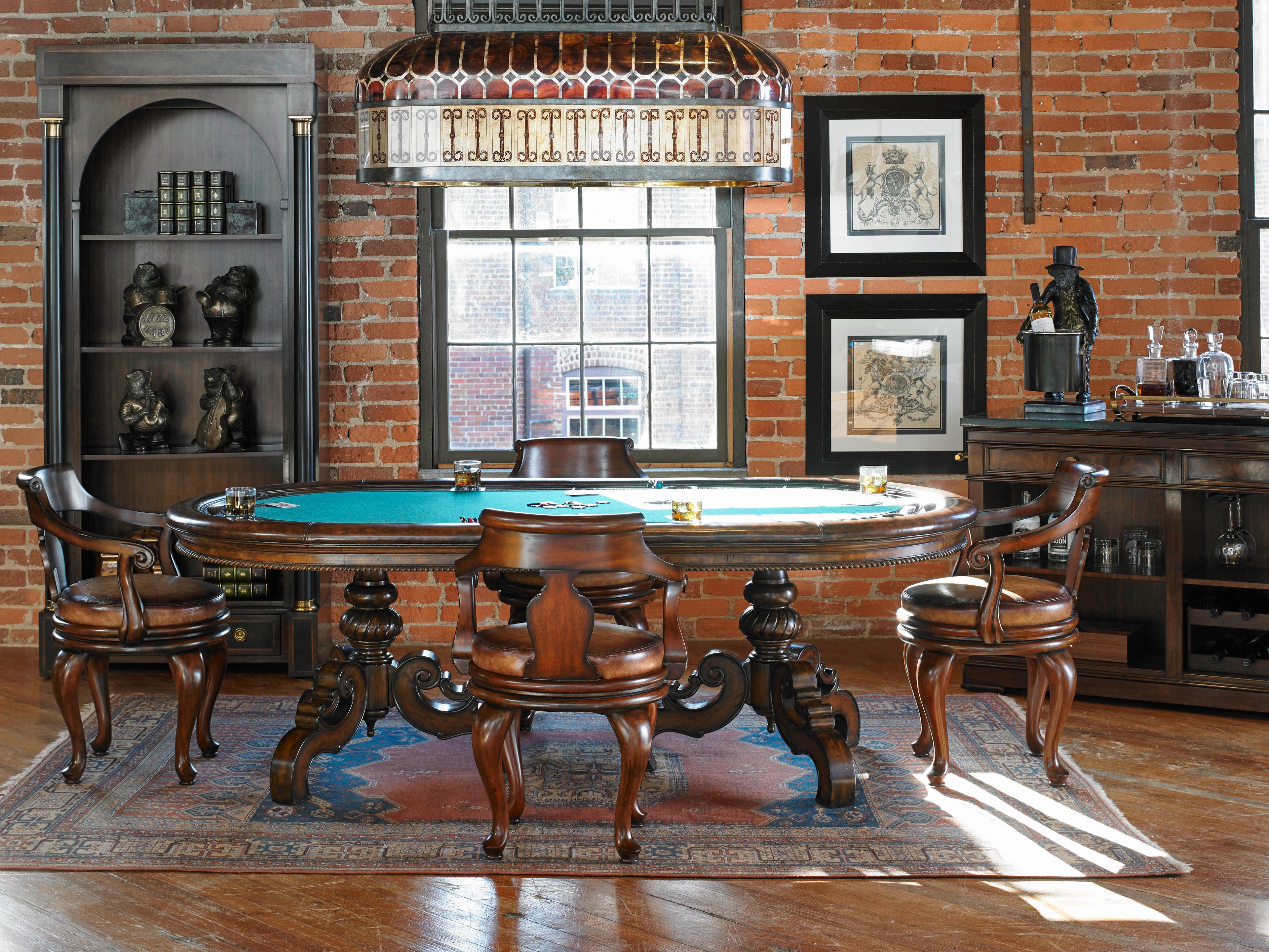 Maitland Smith Brown Dark Antique Lido Poker Game Table