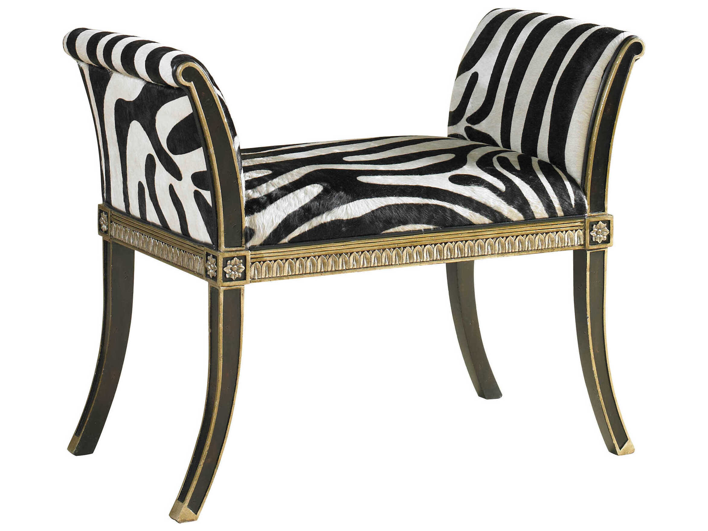 Maitland Smith Black Upholstered Accent Bench