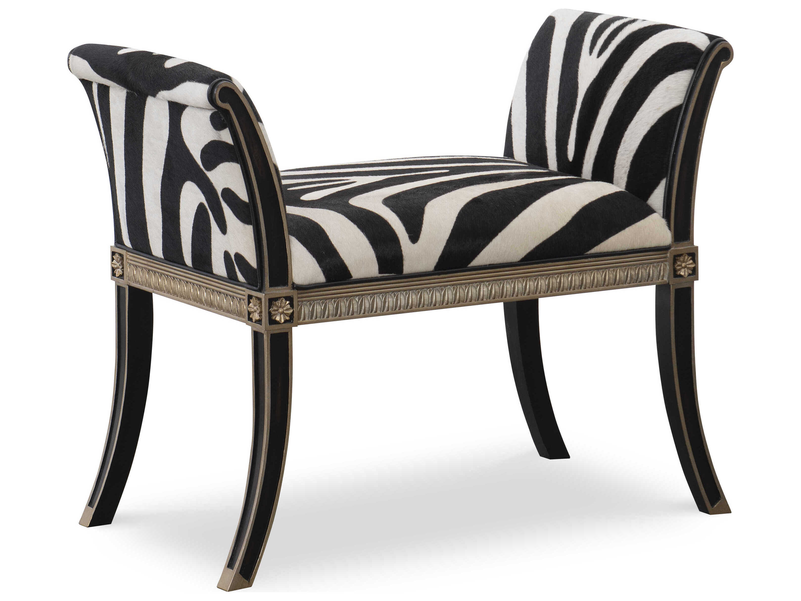 Maitland Smith Black Upholstered Accent Bench