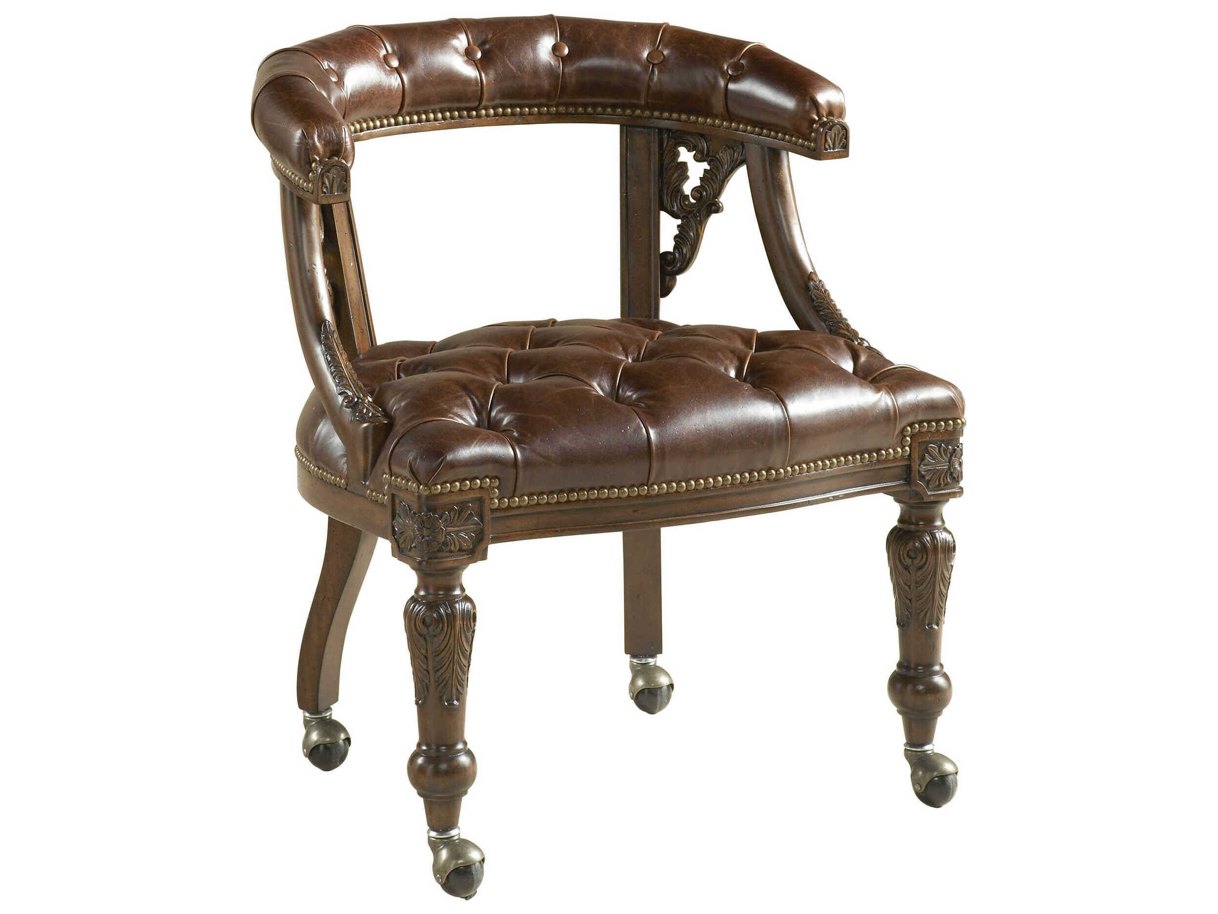 Maitland Smith Napoleon Brown Briarwood Leather Gentry Game Chair