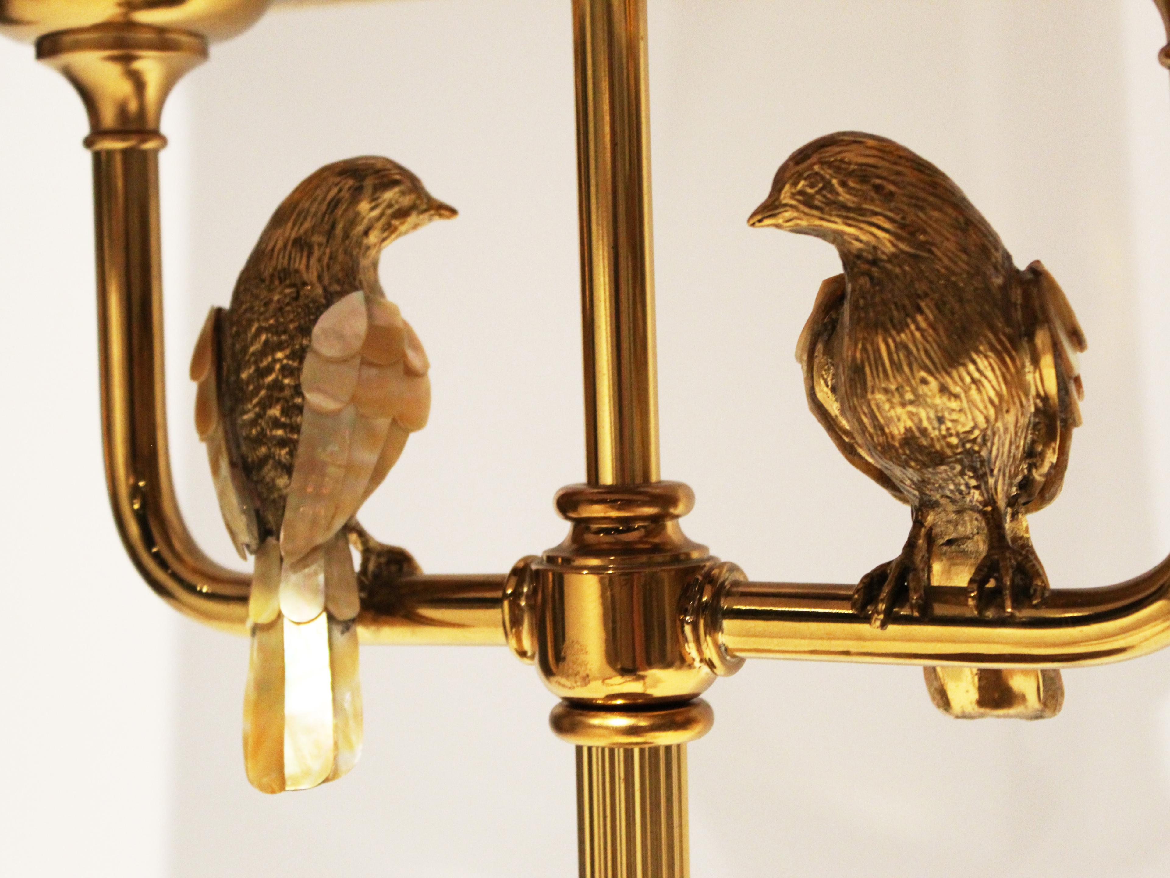 Maitland Smith Perch Amber Brass Glass Buffet Lamp