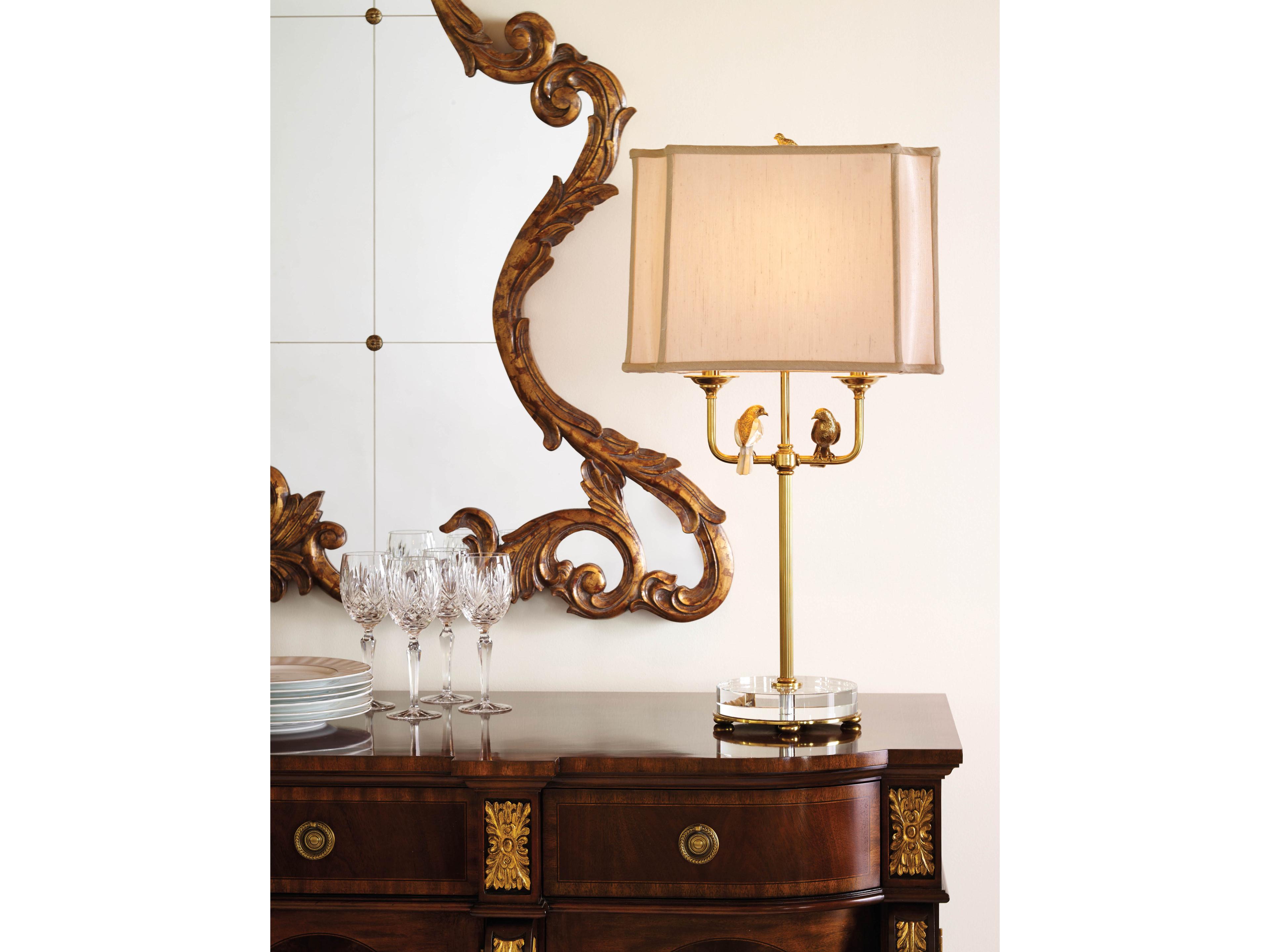 Maitland Smith Perch Amber Brass Glass Buffet Lamp