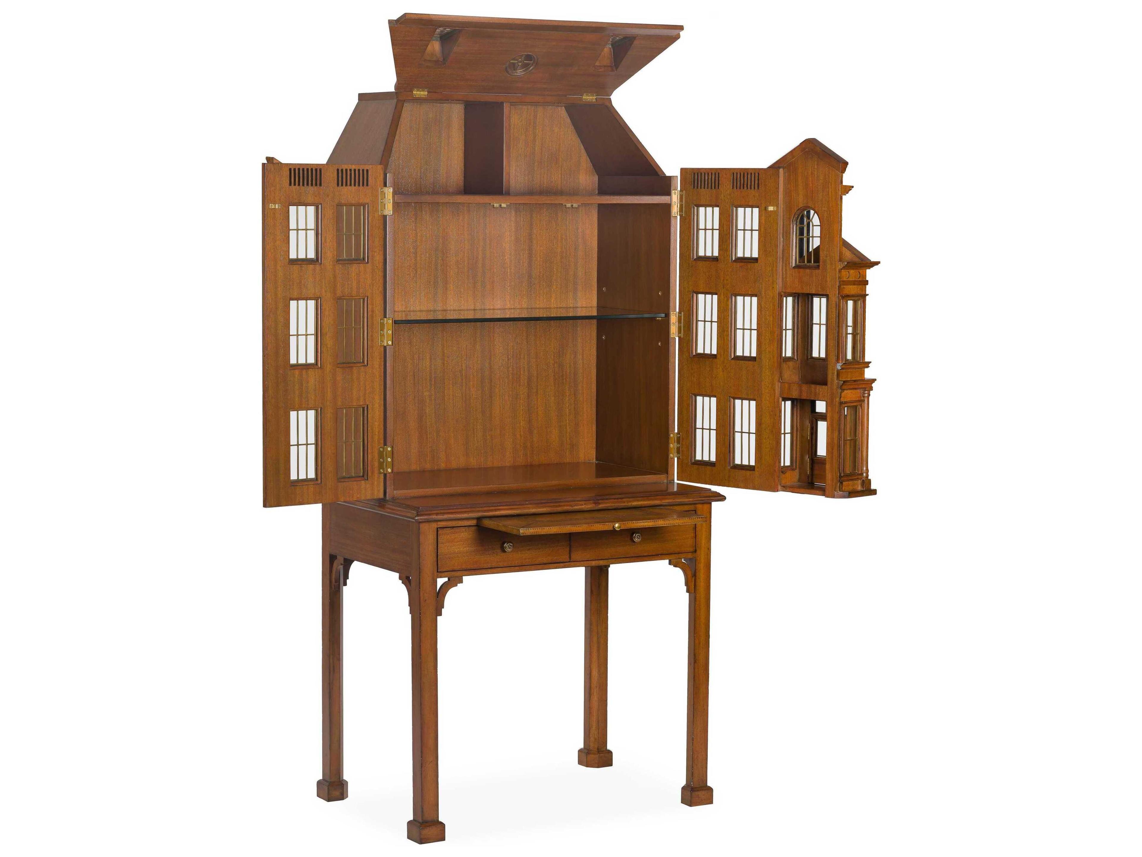 Maitland Smith Brown Mahogany Wood Bar Cabinet