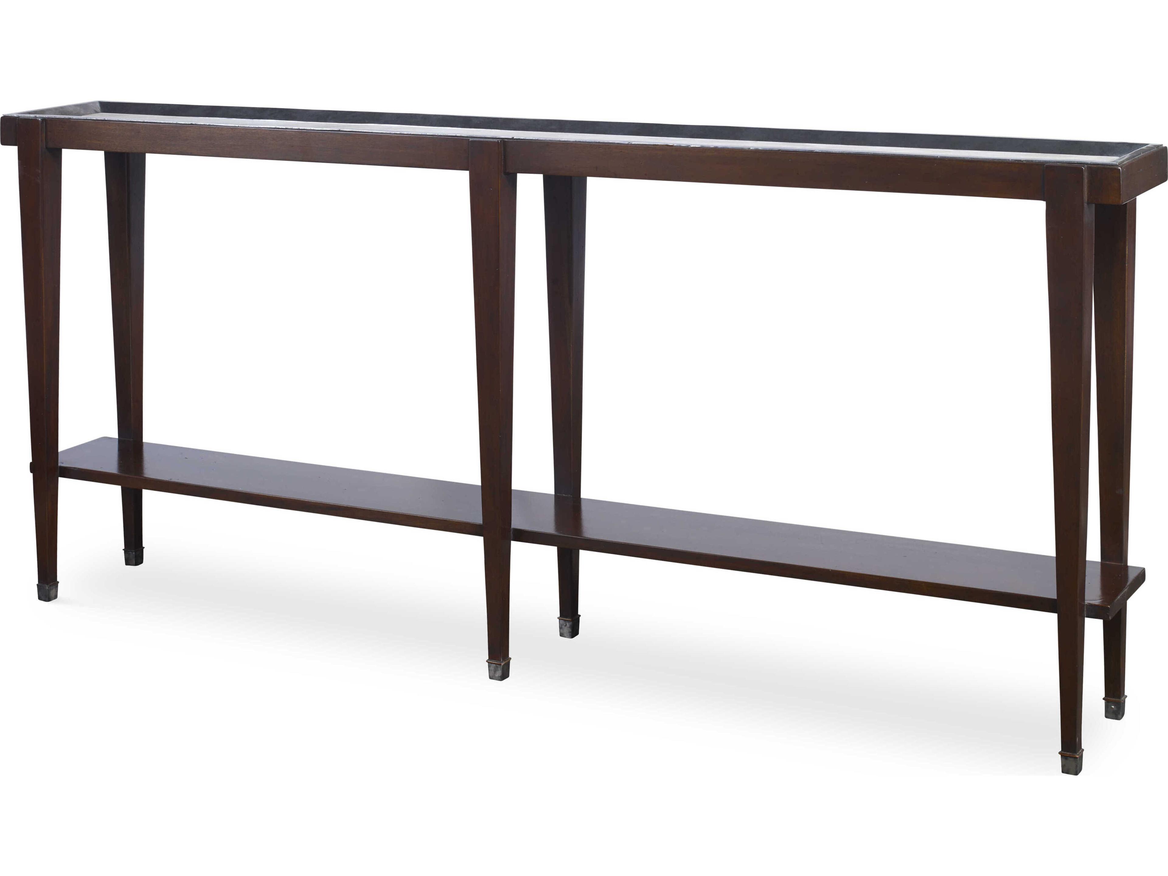 Maitland Smith Winthrop Rectangular Stone Dark Walnut Console Table