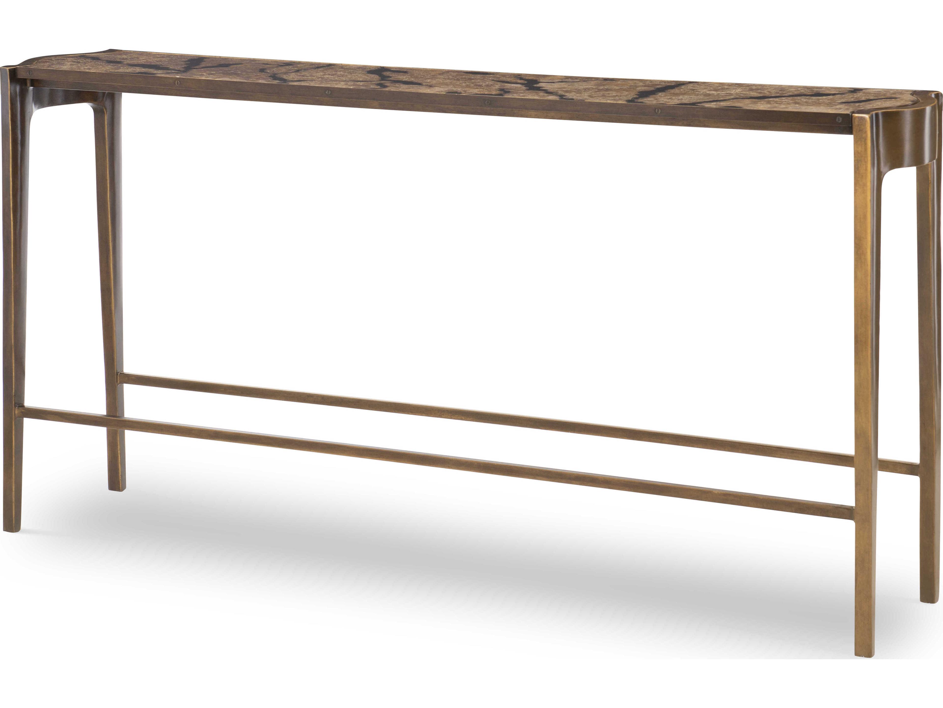 Maitland Smith Flow Rectangular Metal Antiqued Brass Console Table