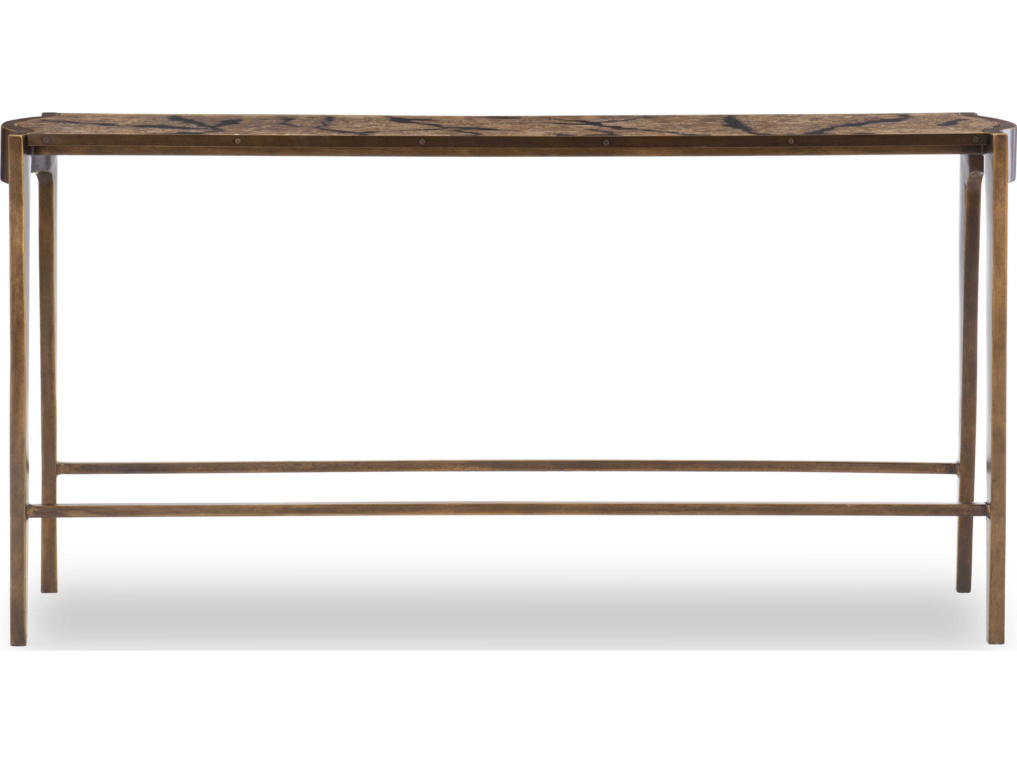 Maitland Smith Flow Rectangular Metal Antiqued Brass Console Table