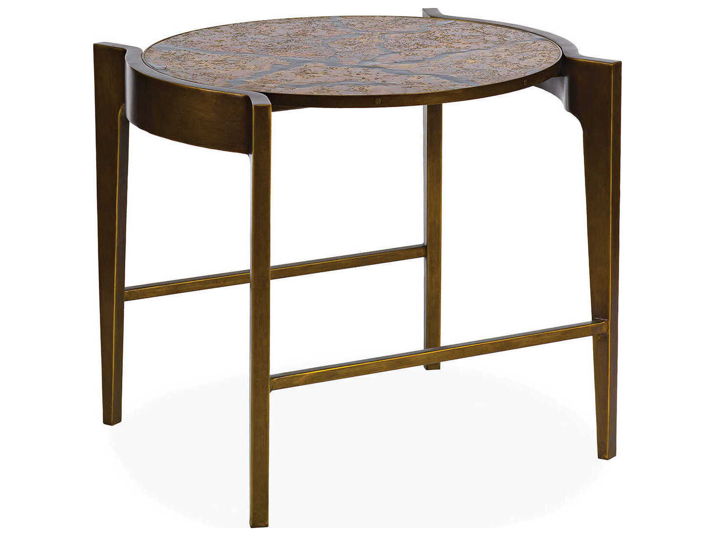 Maitland Smith Flow Round Metal Antiqued Brass End Table