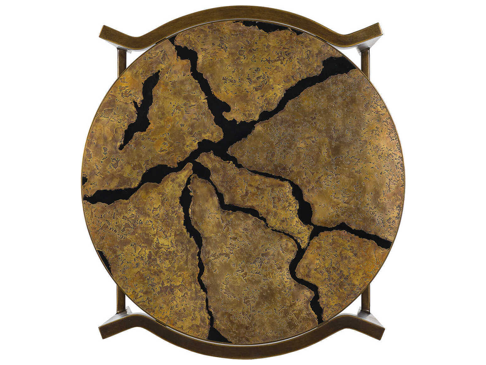 Maitland Smith Flow Round Metal Antiqued Brass End Table