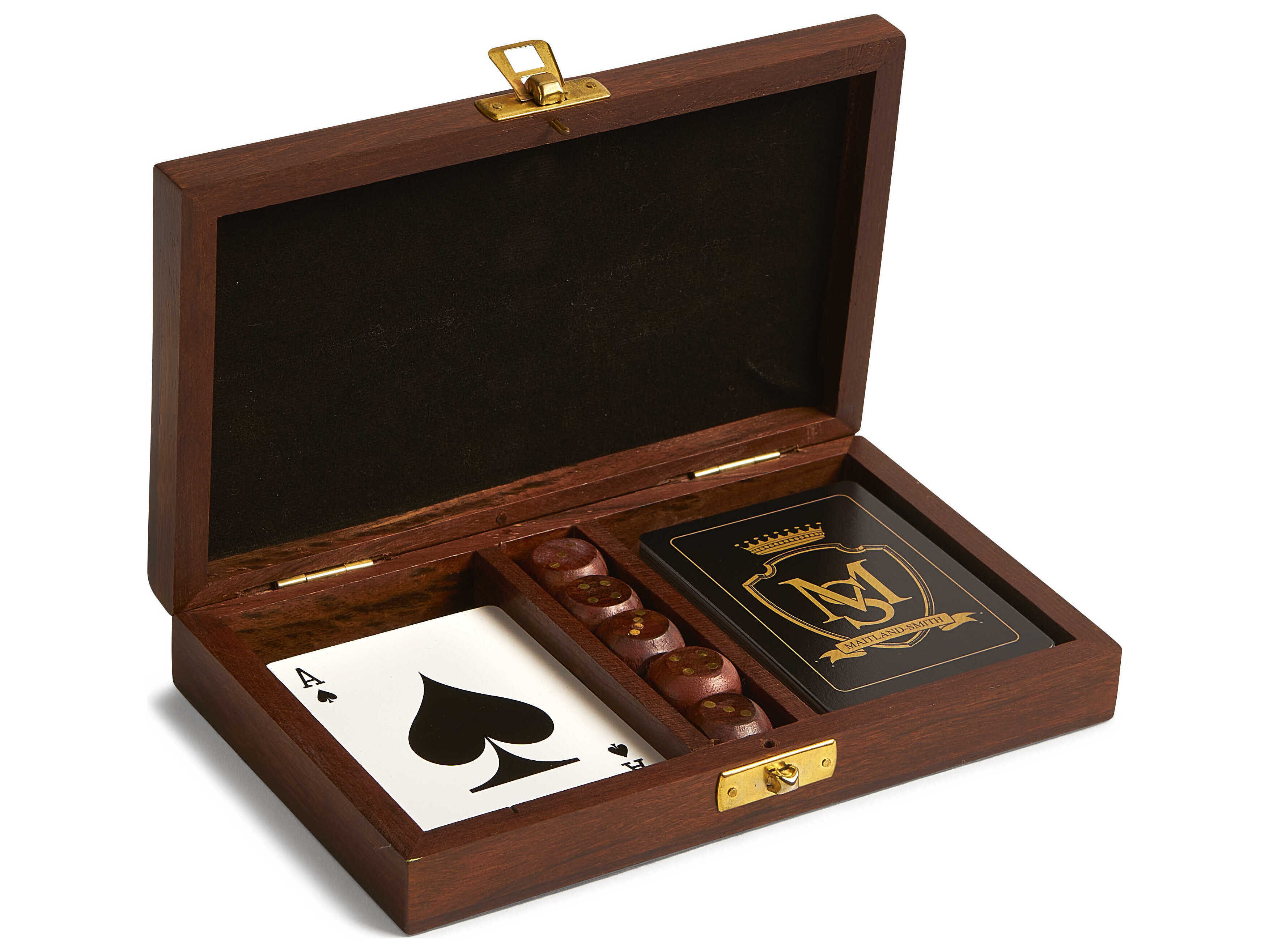 Maitland Smith Rosewood / Satin Brass Card Box With Dice