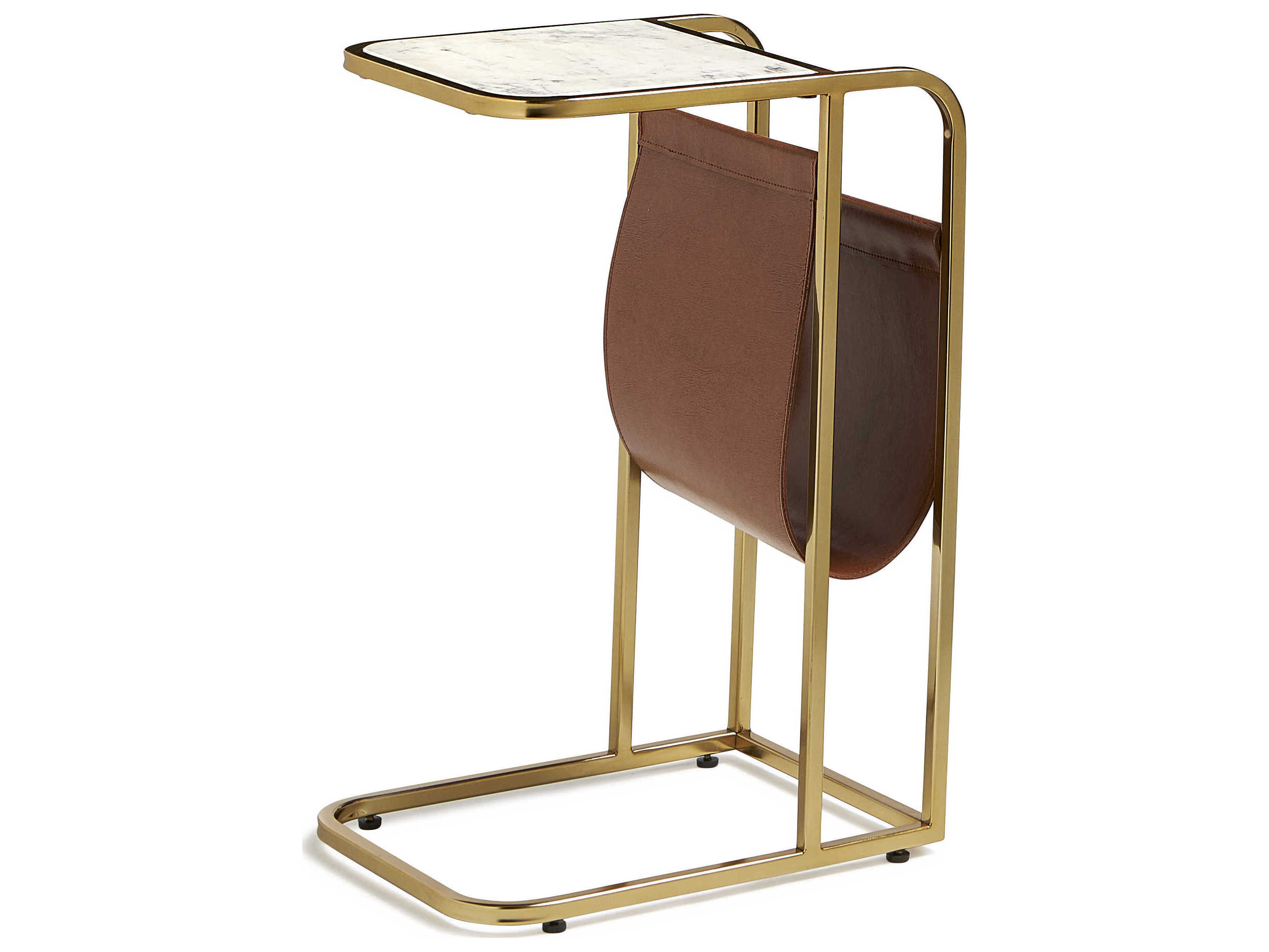 Maitland Smith Rectangular Marble Satin Brass End Table