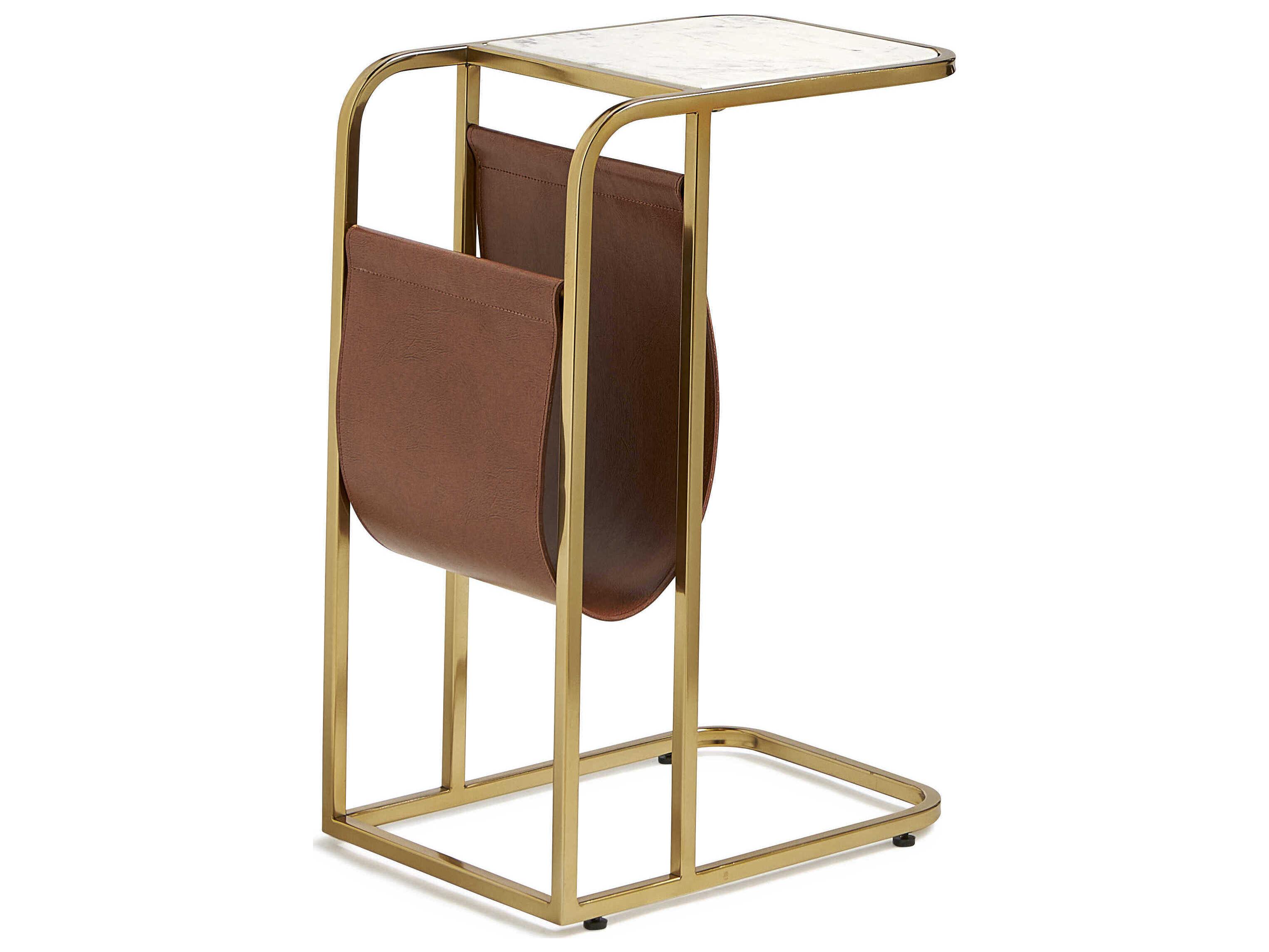 Maitland Smith Rectangular Marble Satin Brass End Table