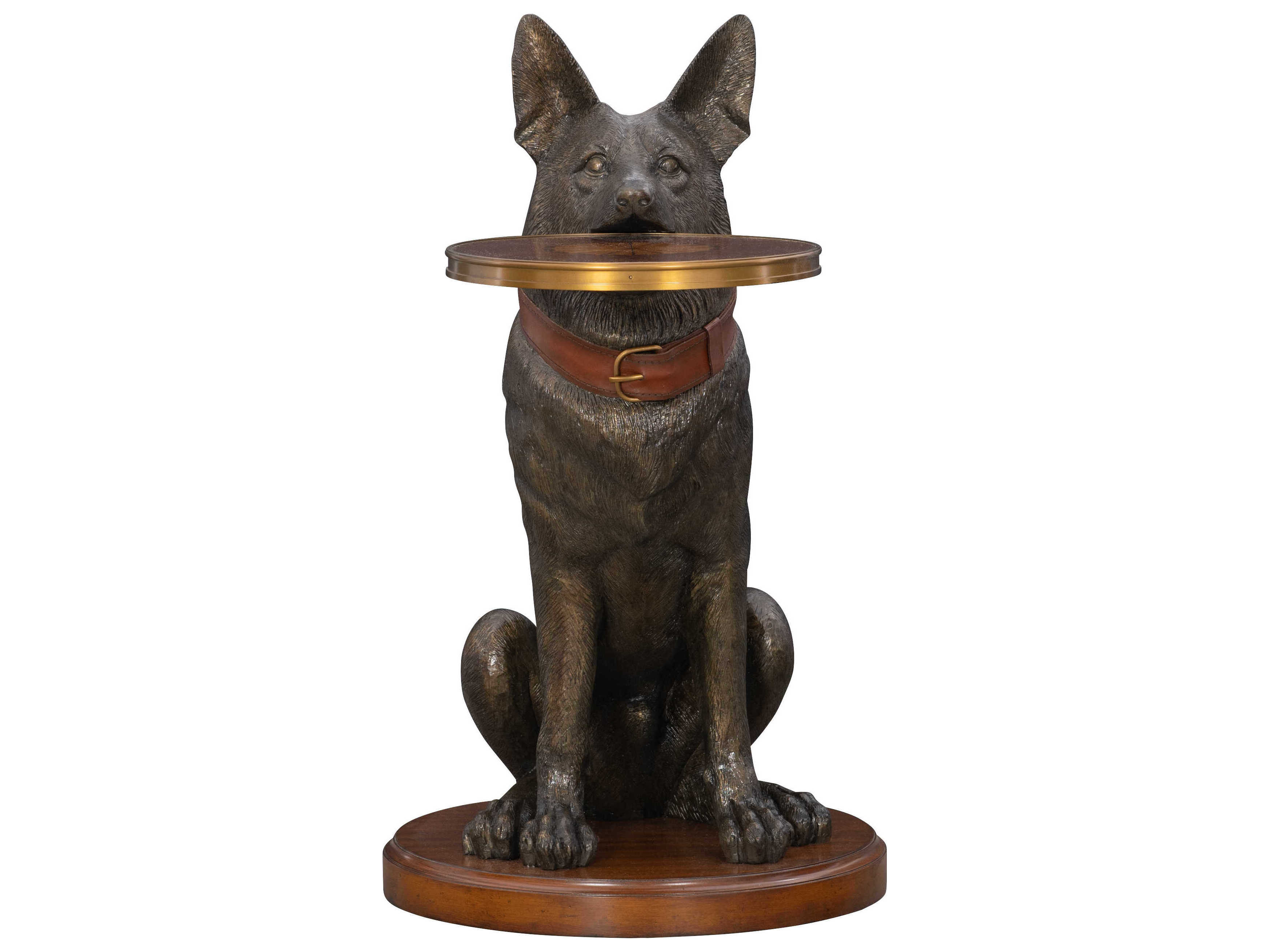 Maitland Smith German Shepherd Metallic Brown Antique Brass End Table