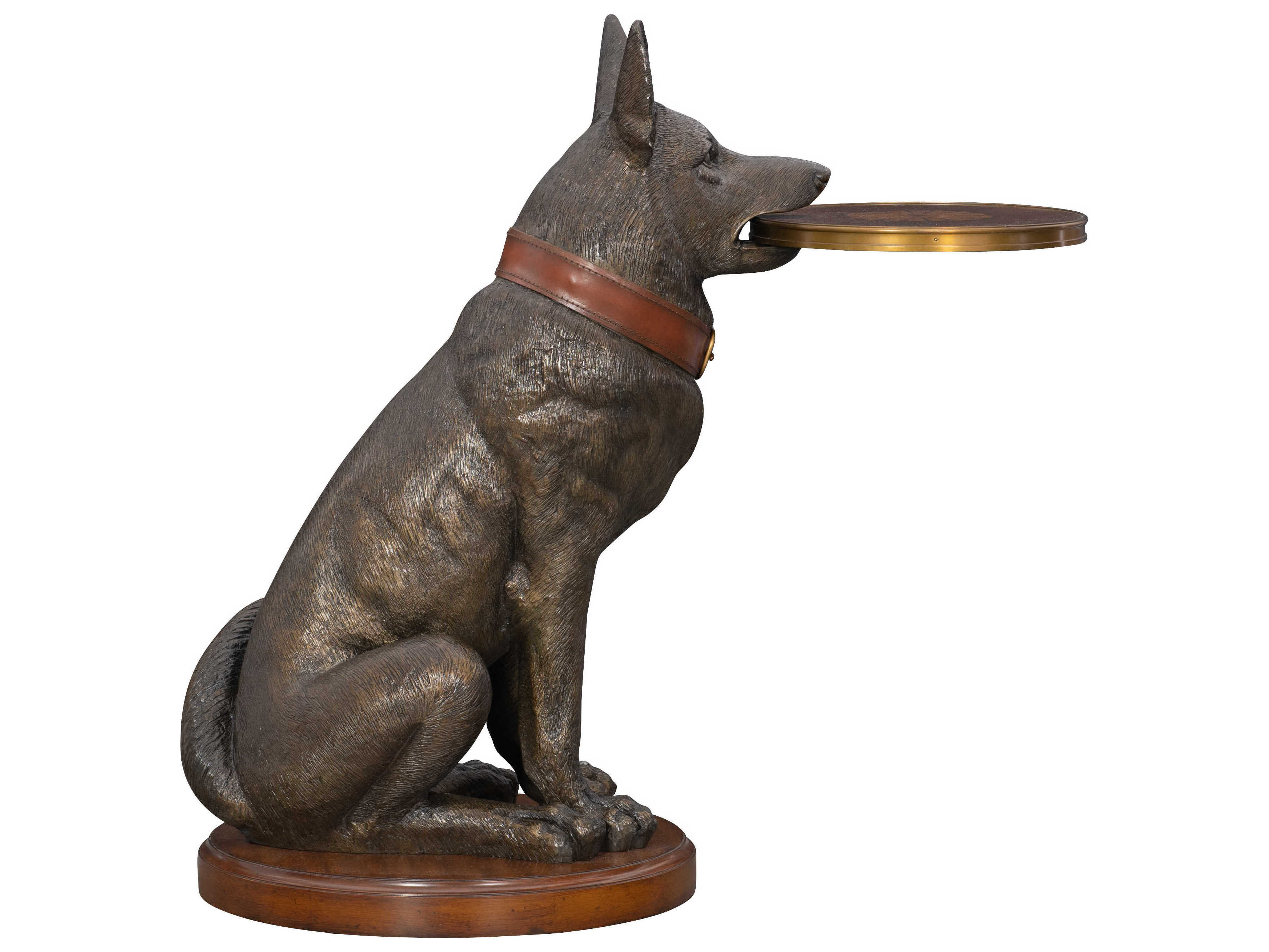 Maitland Smith German Shepherd Metallic Brown Antique Brass End Table