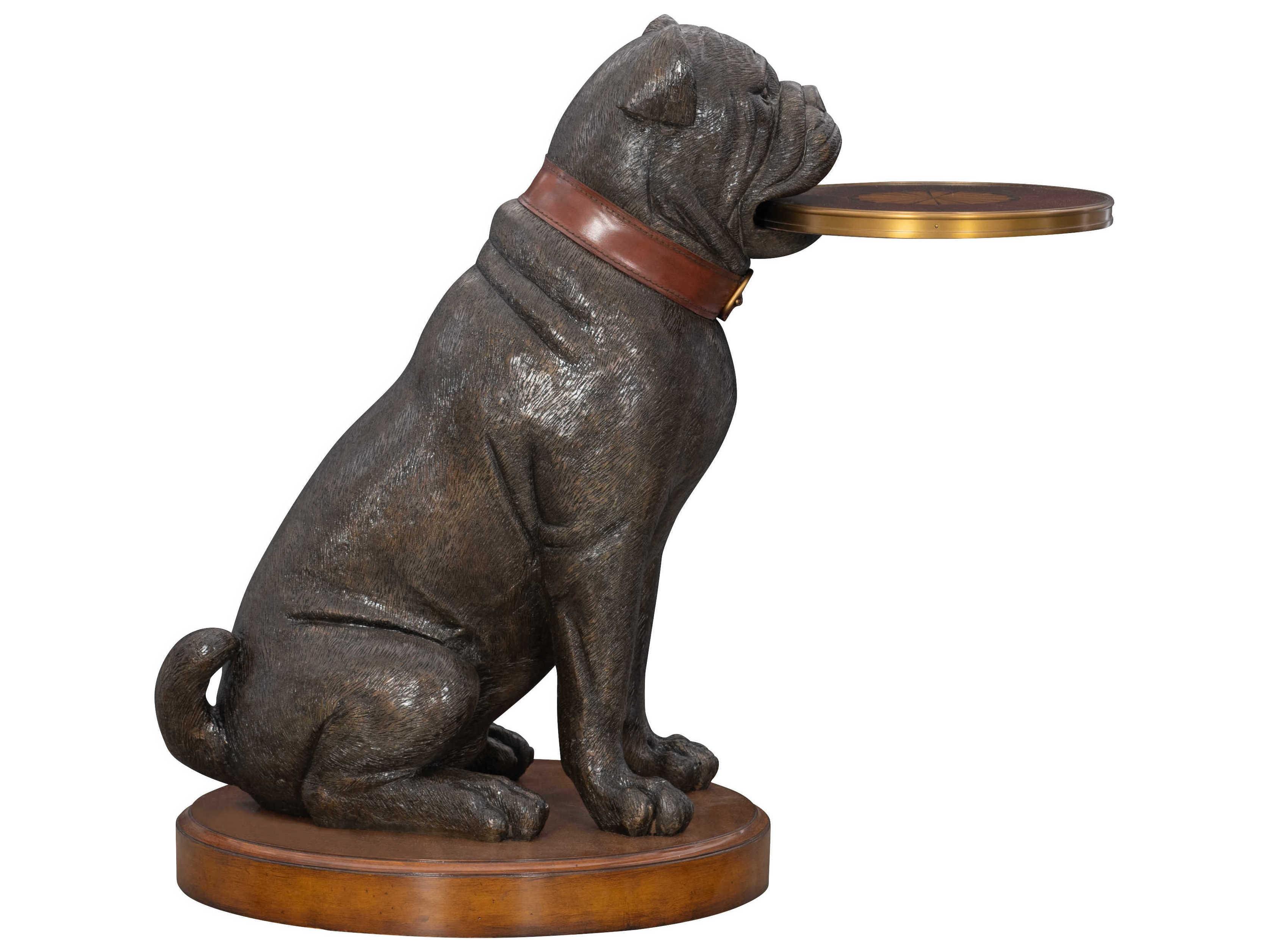 Maitland Smith Bulldog Metallic Brown Antique Brass End Table
