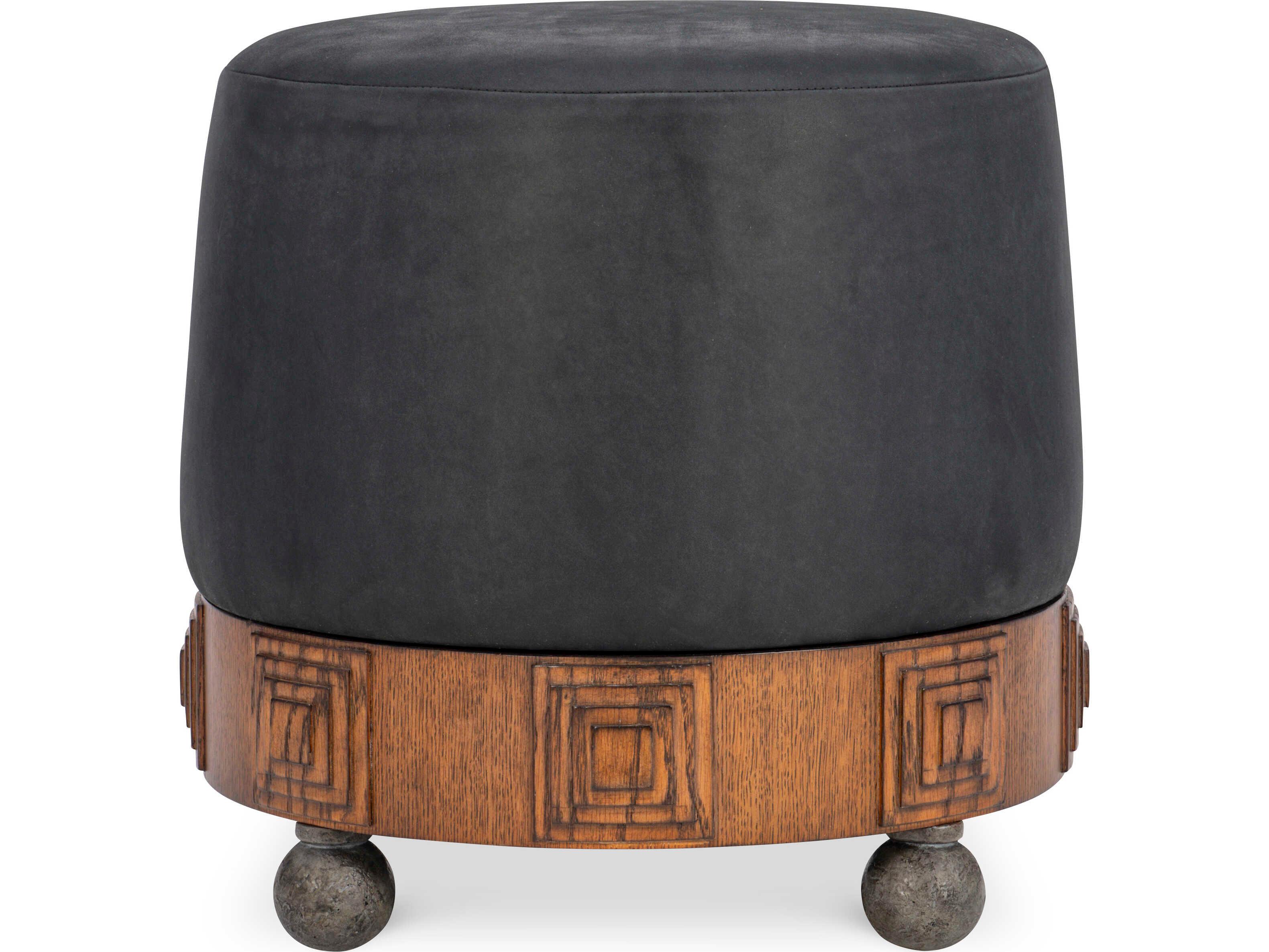 Maitland Smith Bongo Black Leather Ottoman
