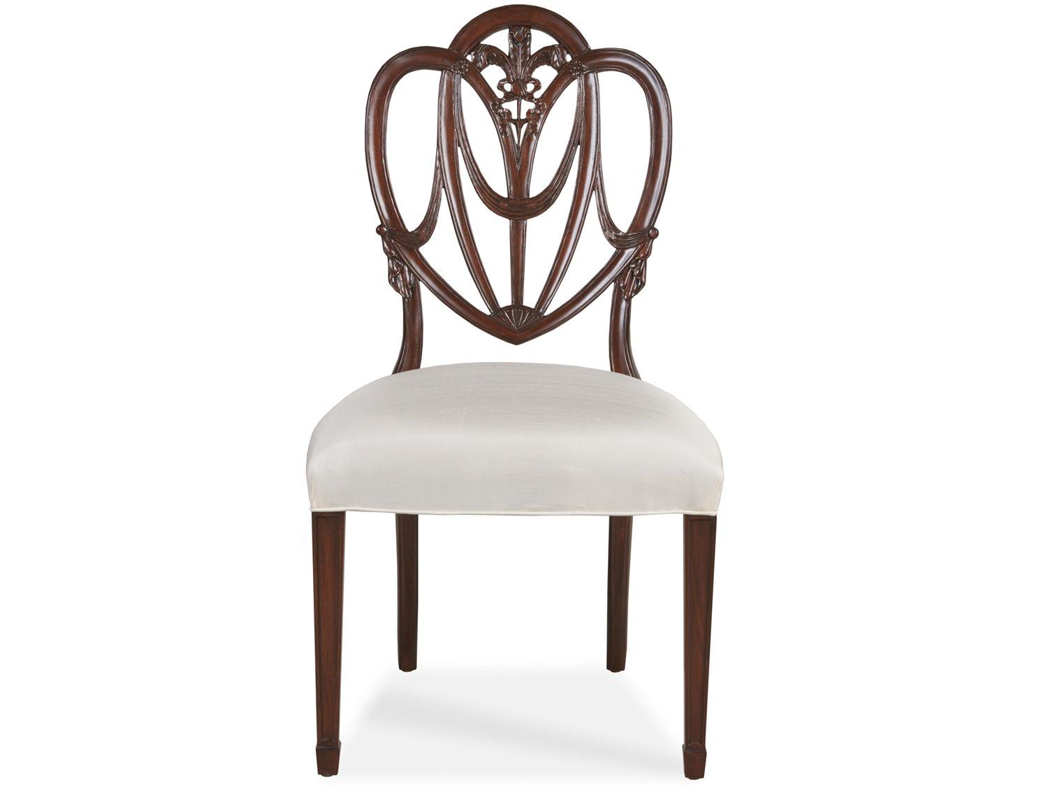 Maitland Smith Mahogany Wood Brown Upholstered Armless Dining Chair