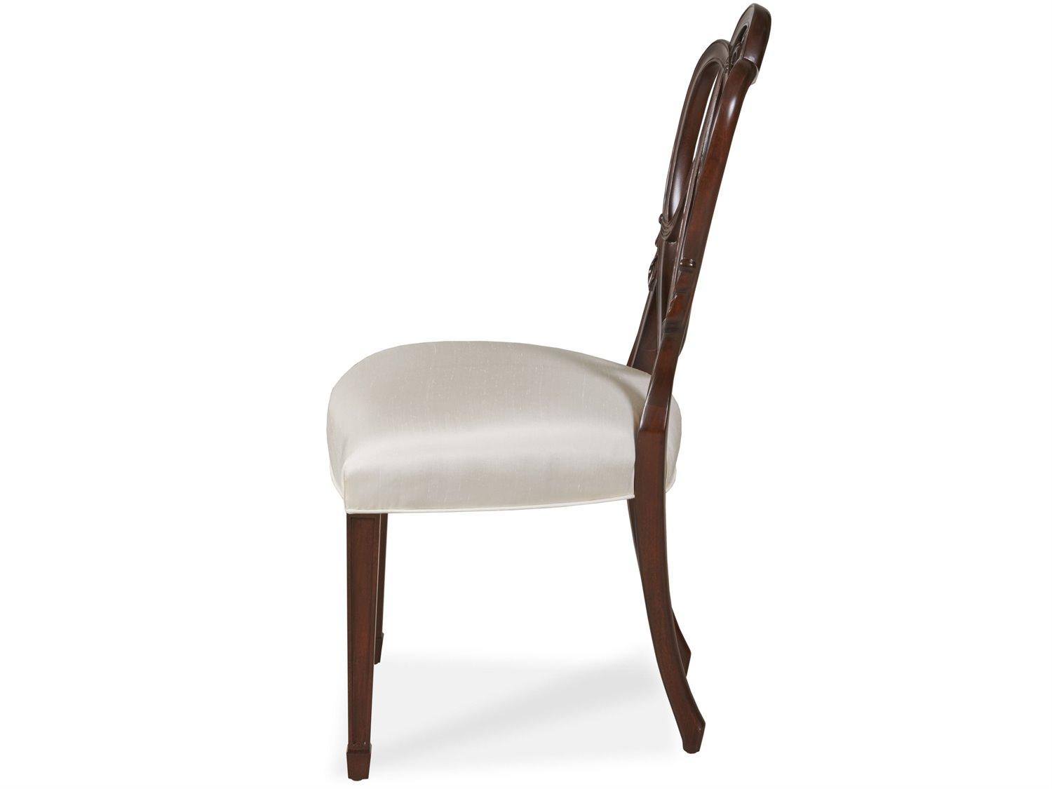 Maitland Smith Mahogany Wood Brown Upholstered Armless Dining Chair