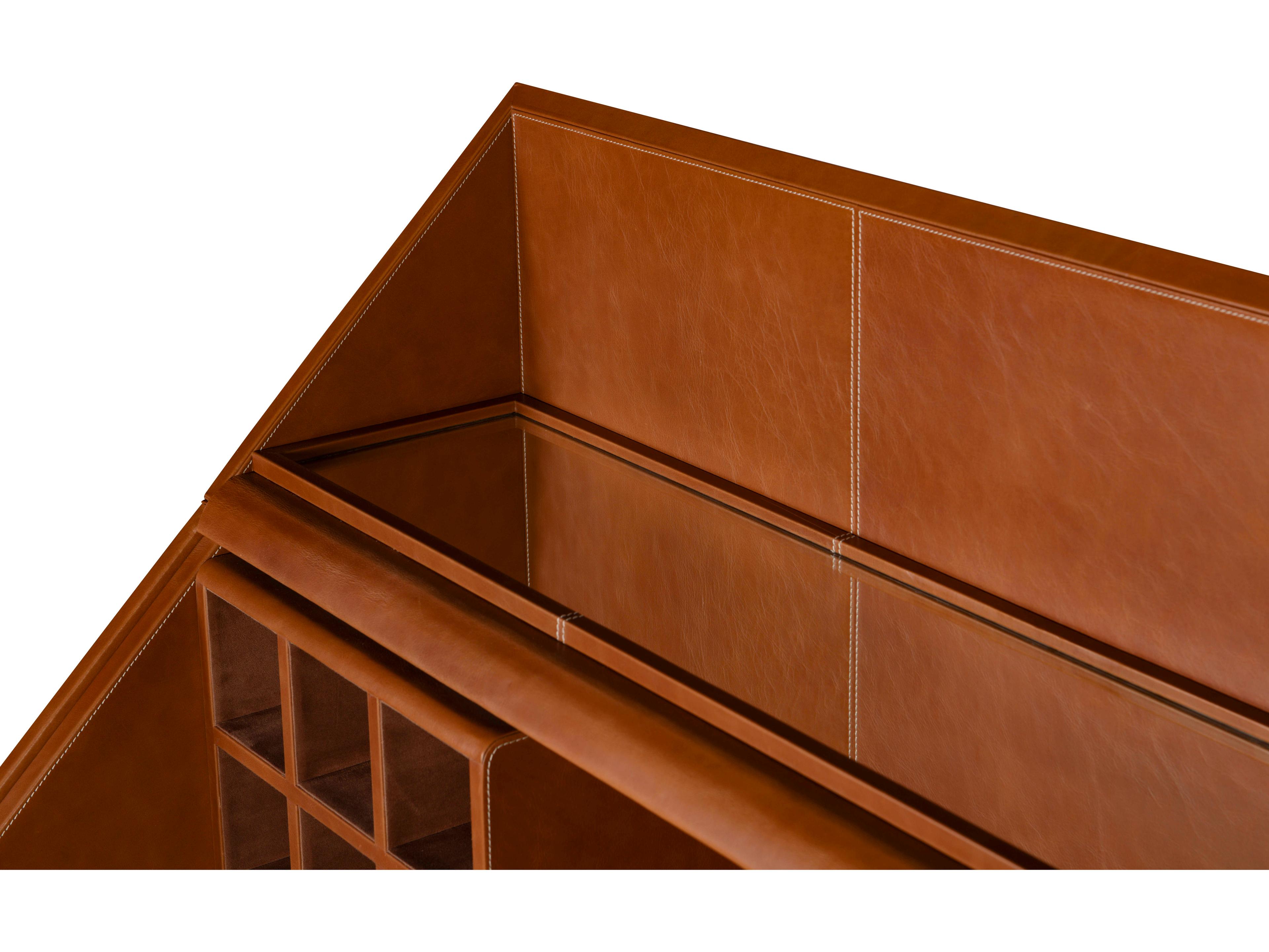 Maitland Smith Ravenwood Brown Oak Wood Bar Cabinet