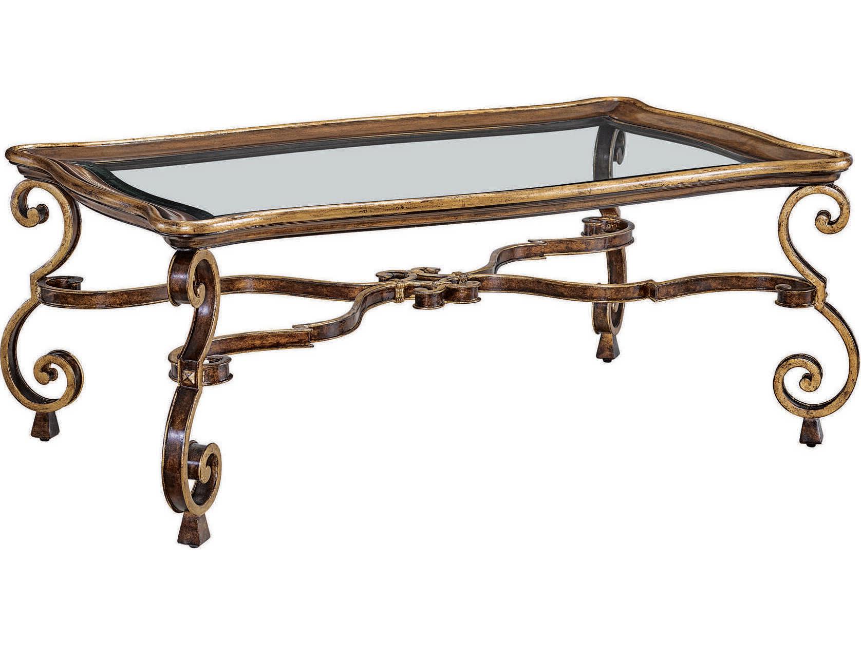 Maitland Smith Aria Rectangular Glass Aria Bronze Cocktail Table