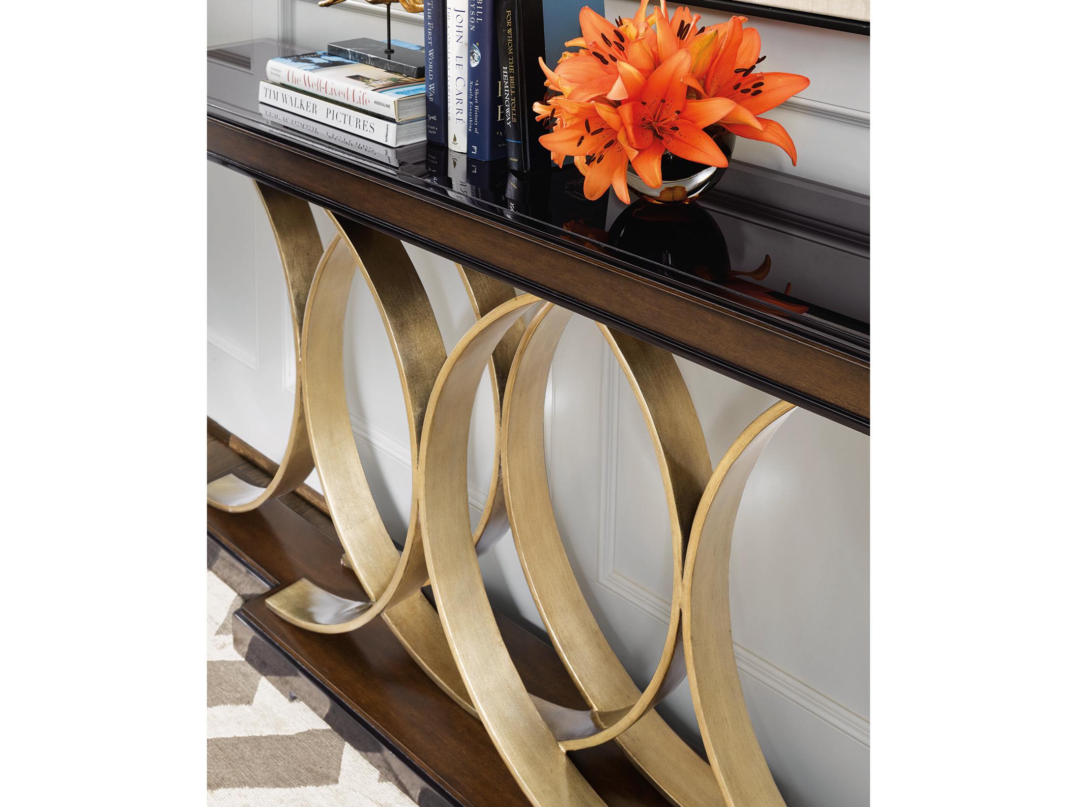 Maitland Smith Lyric Rectangular Wood Caviar Console Table