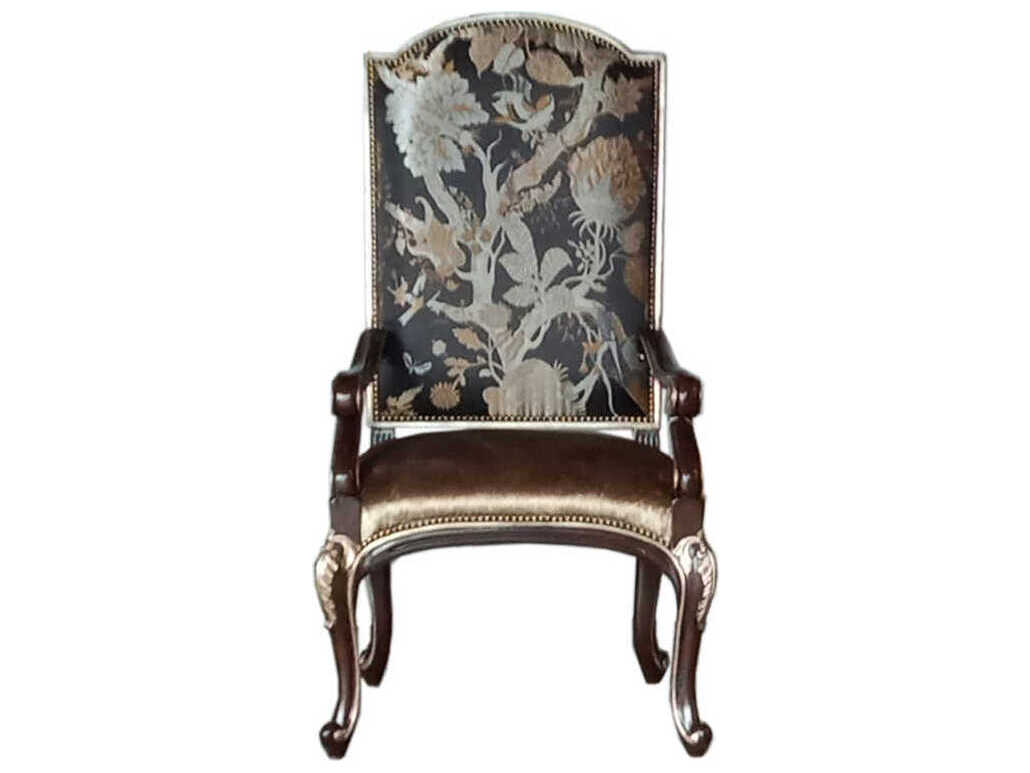 Maitland Smith Piazza San Marco Brown Upholstered Arm Dining Chair