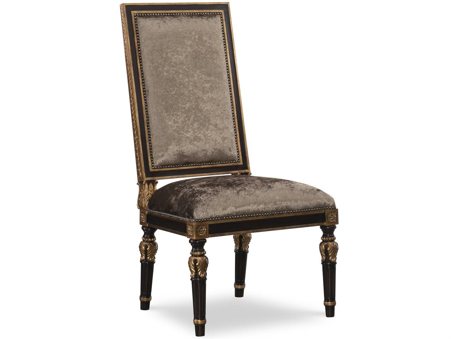 Maitland Smith Grand Traditions Mahogany Wood Brown Upholstered Side Dining Chair