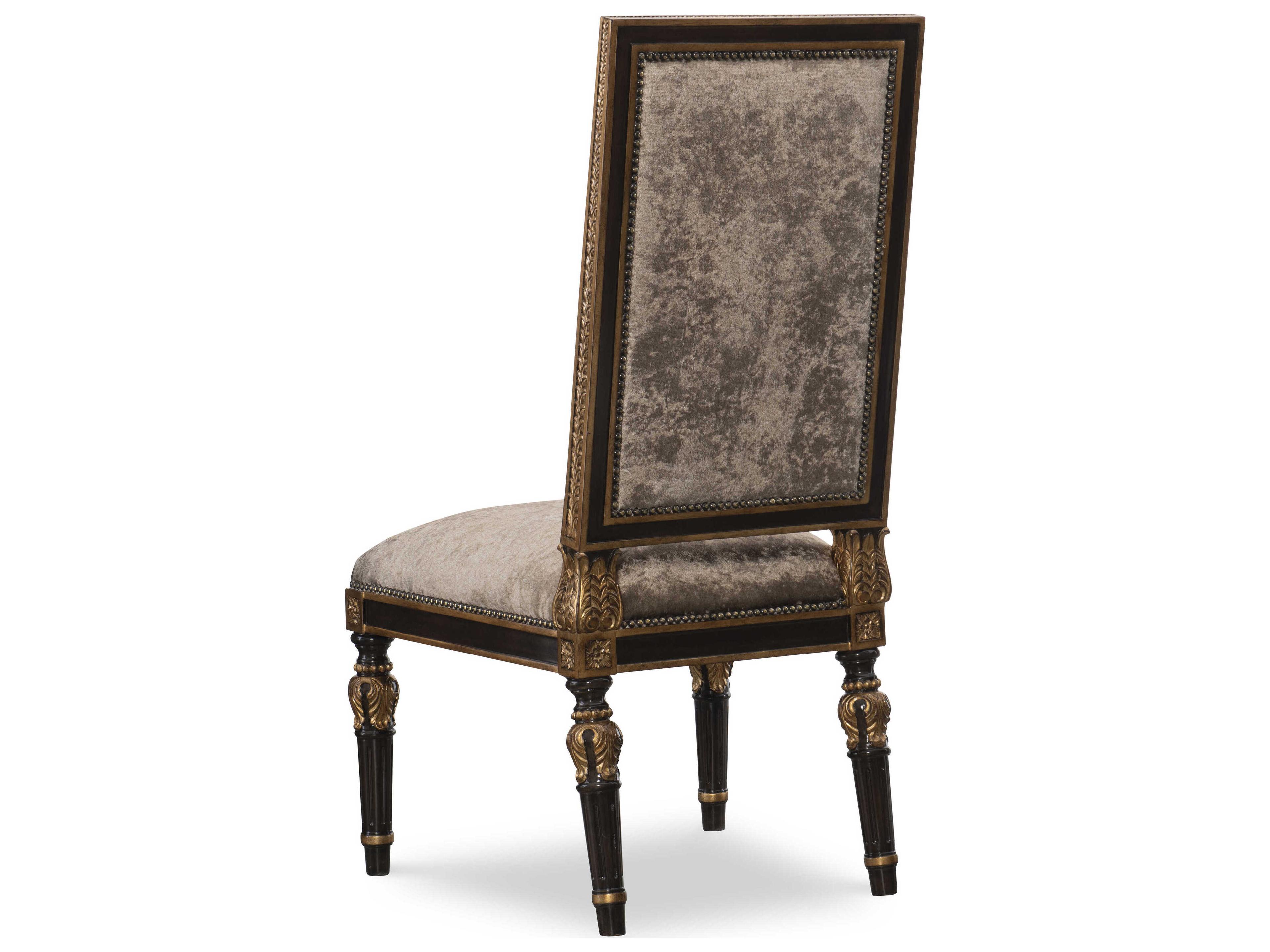 Maitland Smith Grand Traditions Mahogany Wood Brown Upholstered Side Dining Chair