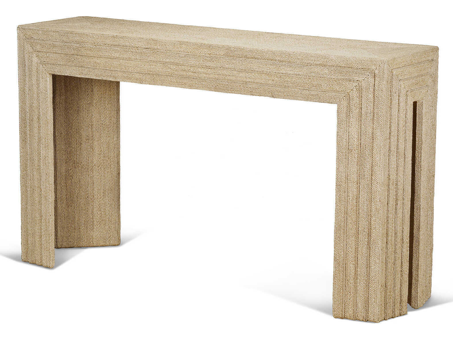 Maitland Smith Abaca Rectangular Fabric Natural Console Table