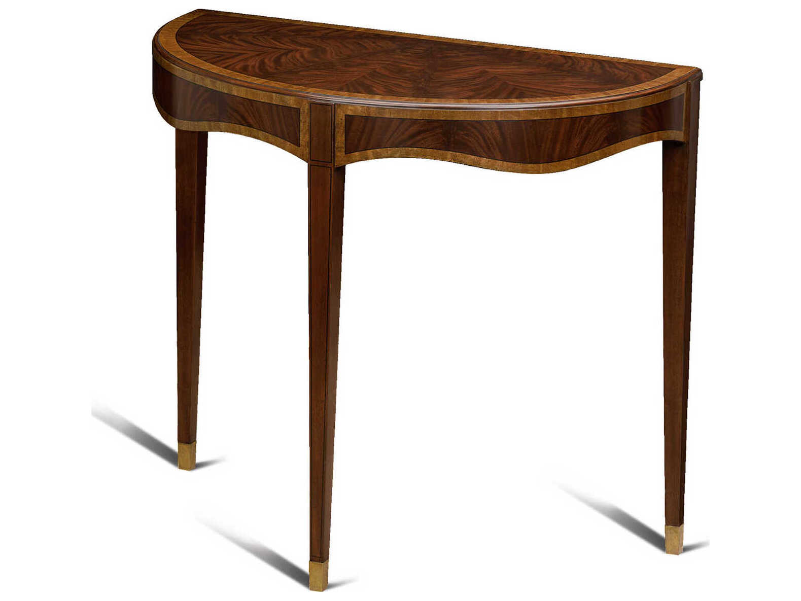 Maitland Smith English Demilune Wood English Movingue Mahogany Console Table