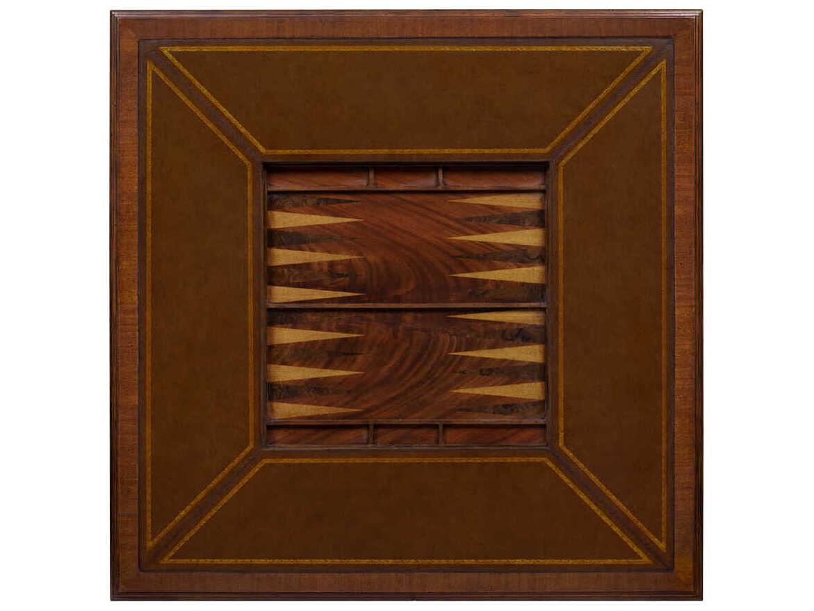 Maitland Smith Brown Mahogany Wood Chess Game Table