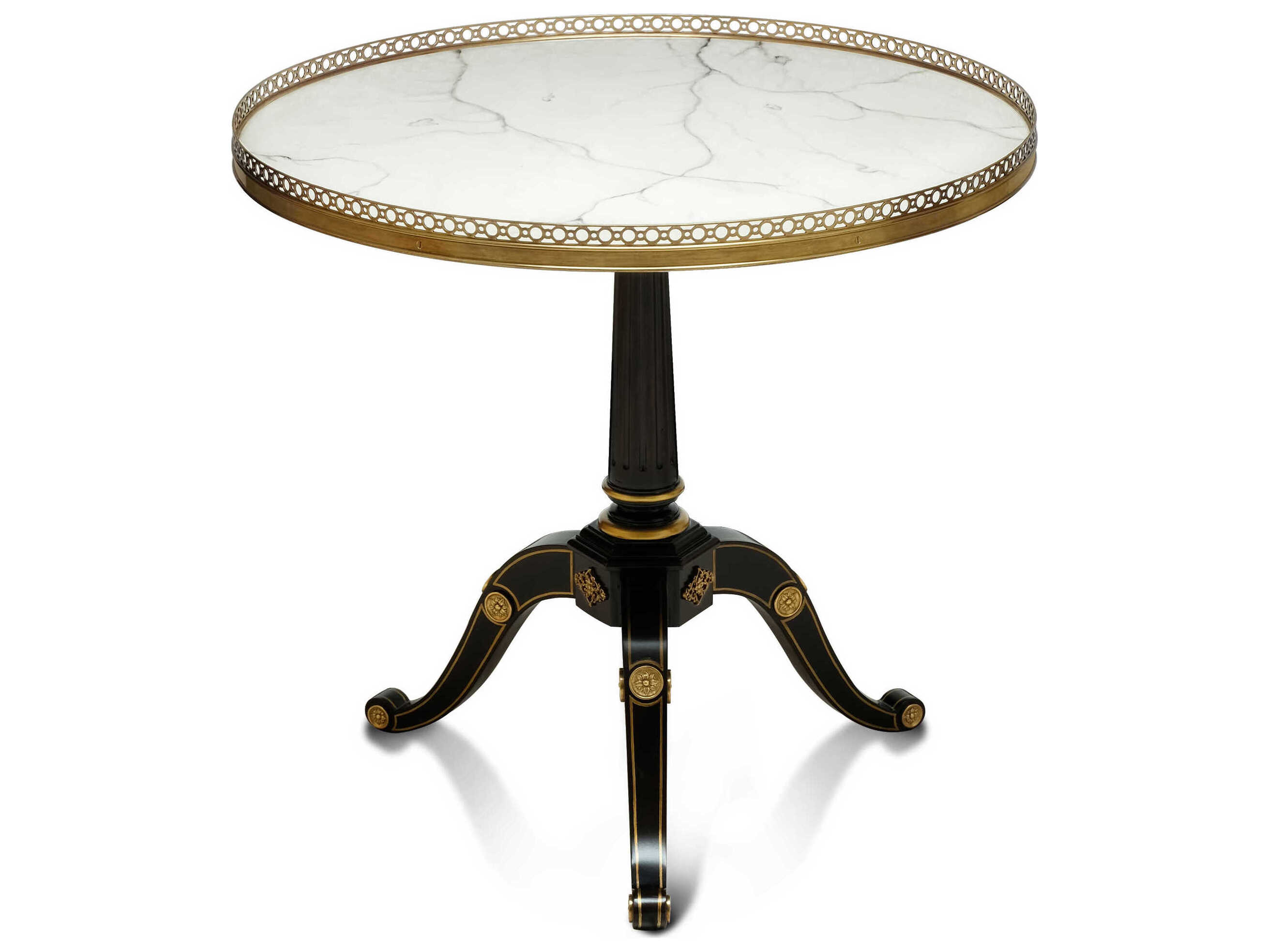 Maitland Smith Eclipse Round Faux Marble Ebonized End Table